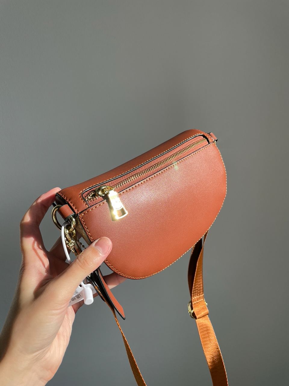 Coach Leather Signature Belt Bag, Tan/Rust - 15