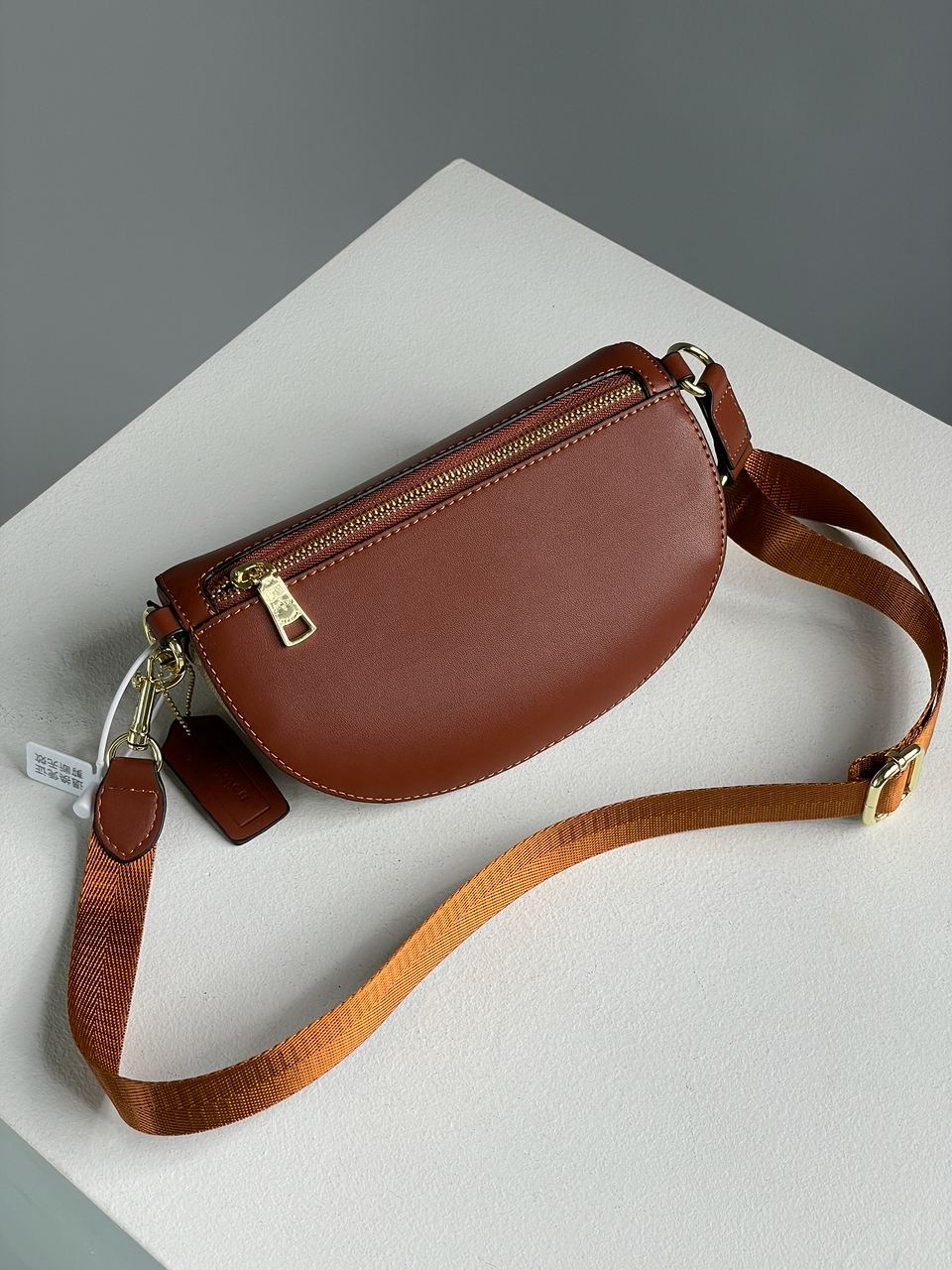 Coach Leather Signature Belt Bag, Tan/Rust - 16
