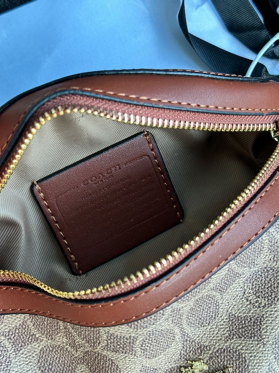 Coach Leather Signature Belt Bag, Tan/Rust - 27