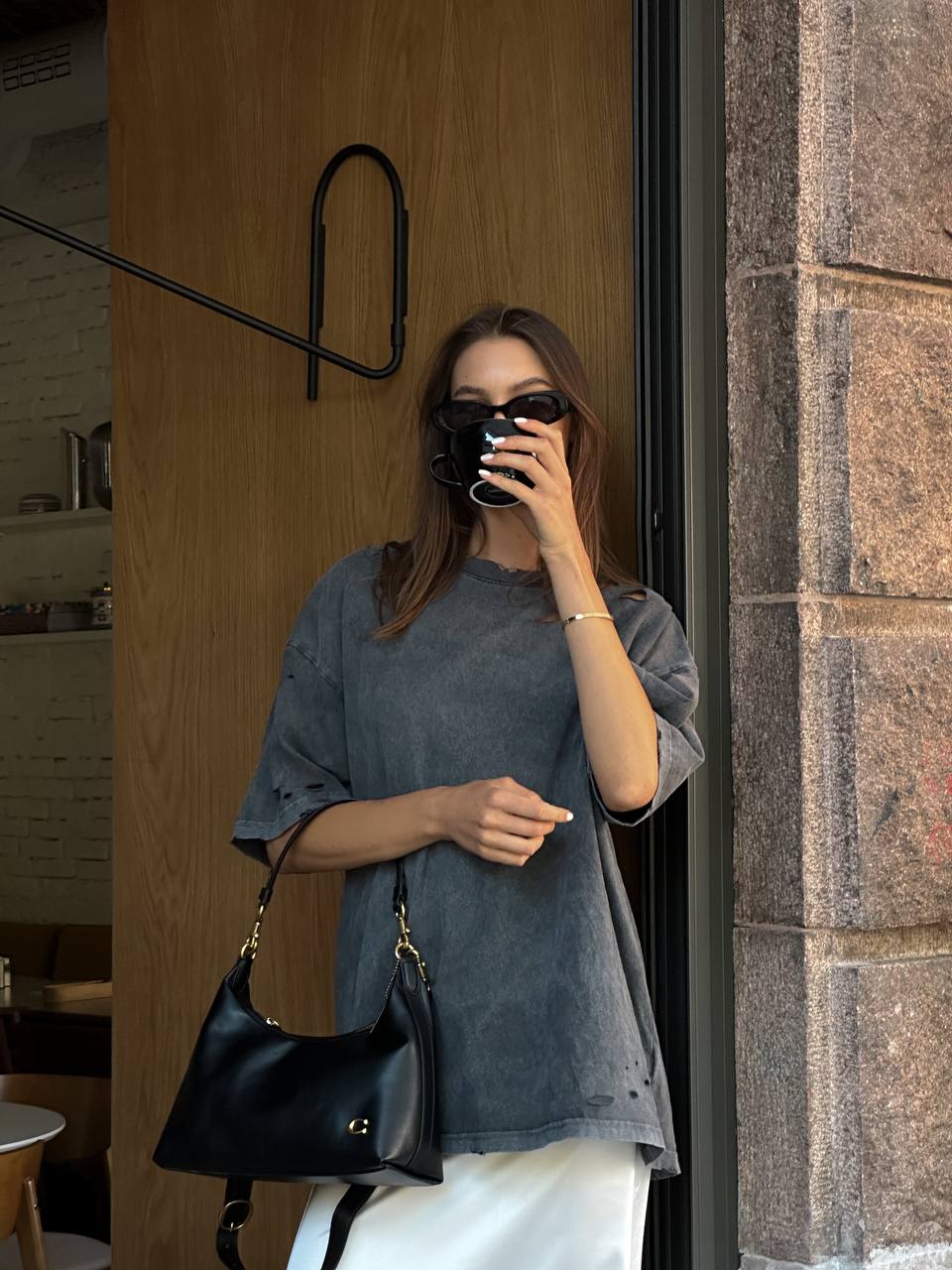 Coach May Shoulder Bag In Leather Black/Gold - 10