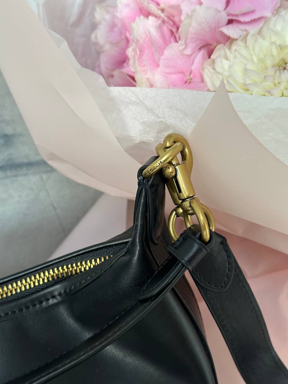 Coach May Shoulder Bag In Leather Black/Gold - 6