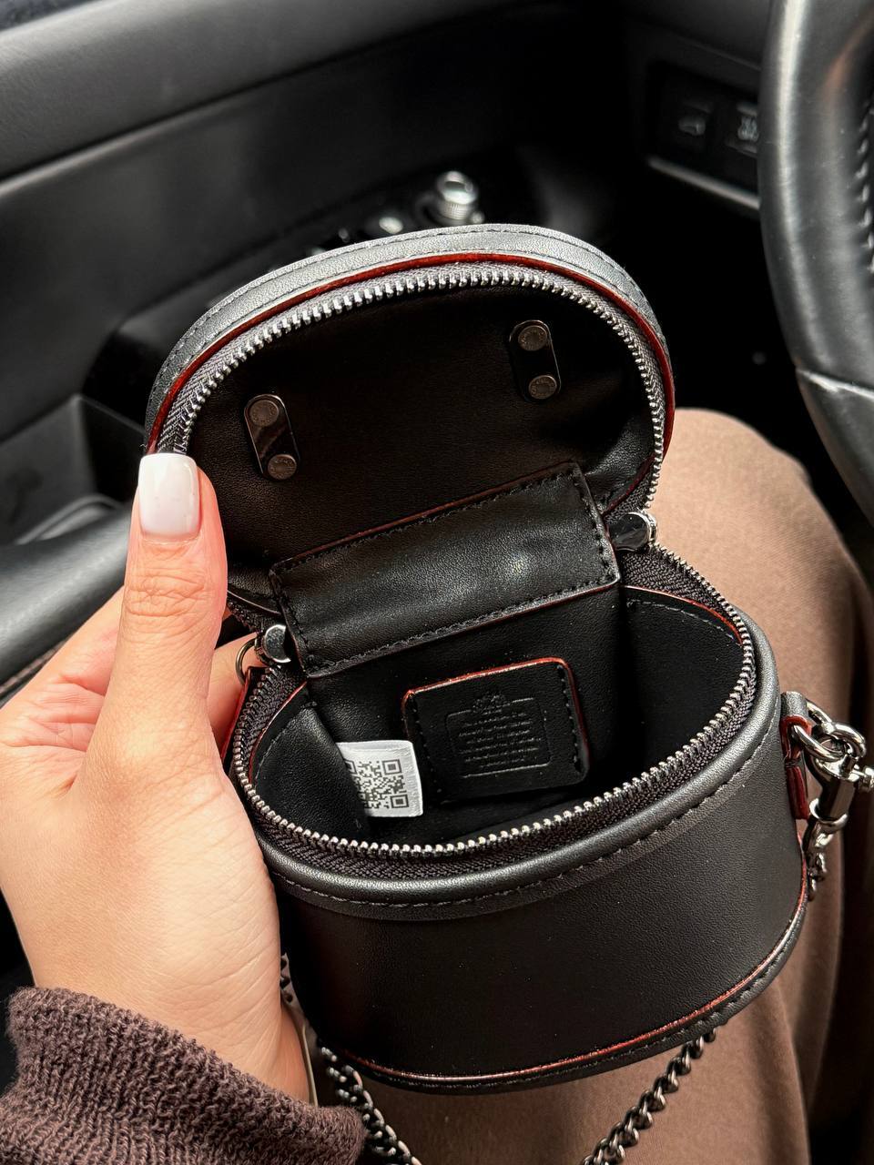 Coach Mini Circle Cylindrical Bag in Black Leather - 13