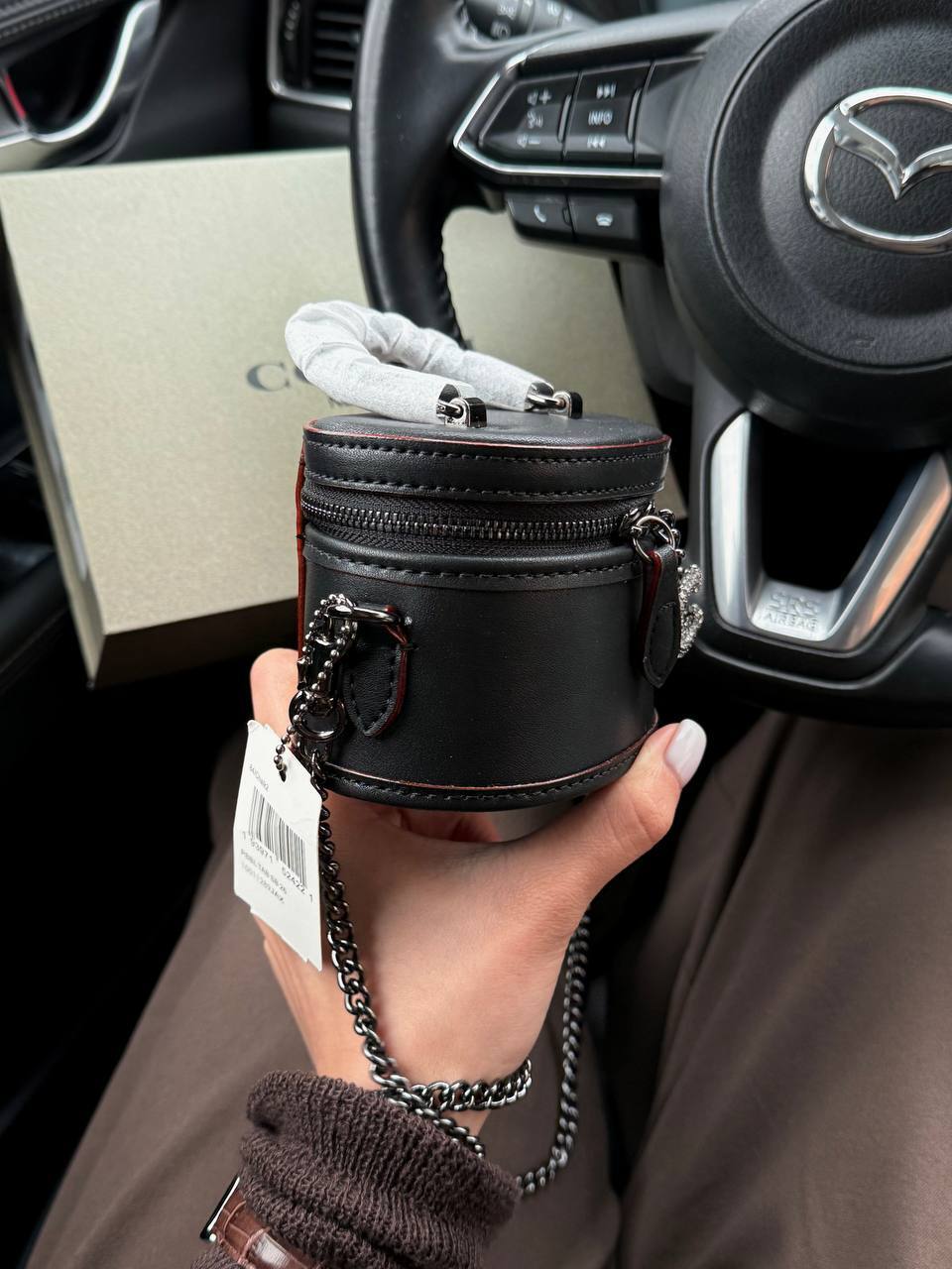 Coach Mini Circle Cylindrical Bag in Black Leather - 6