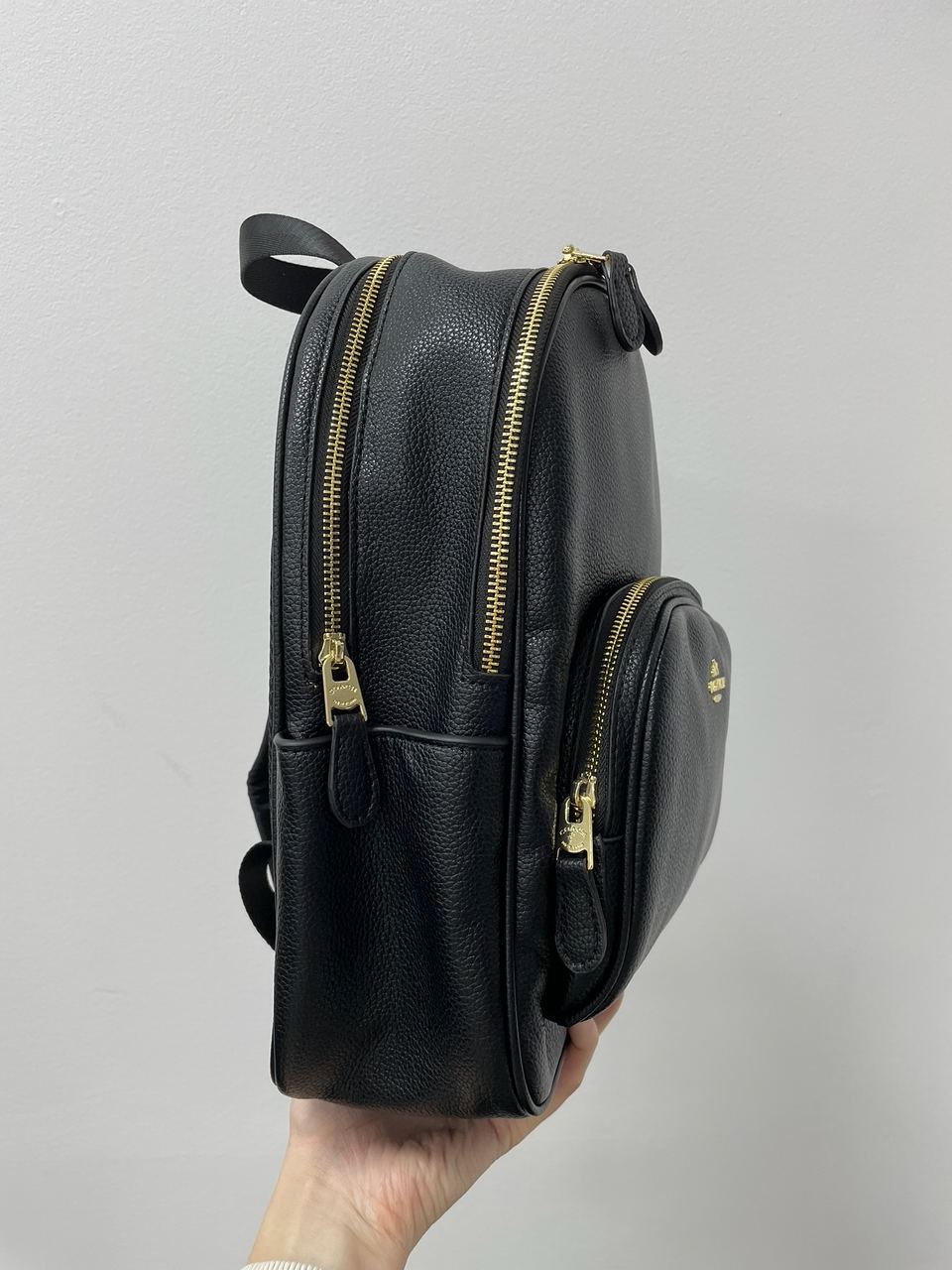 Coach Mini Court Black Pebbled Leather Shoulder Backpack Bag - 11