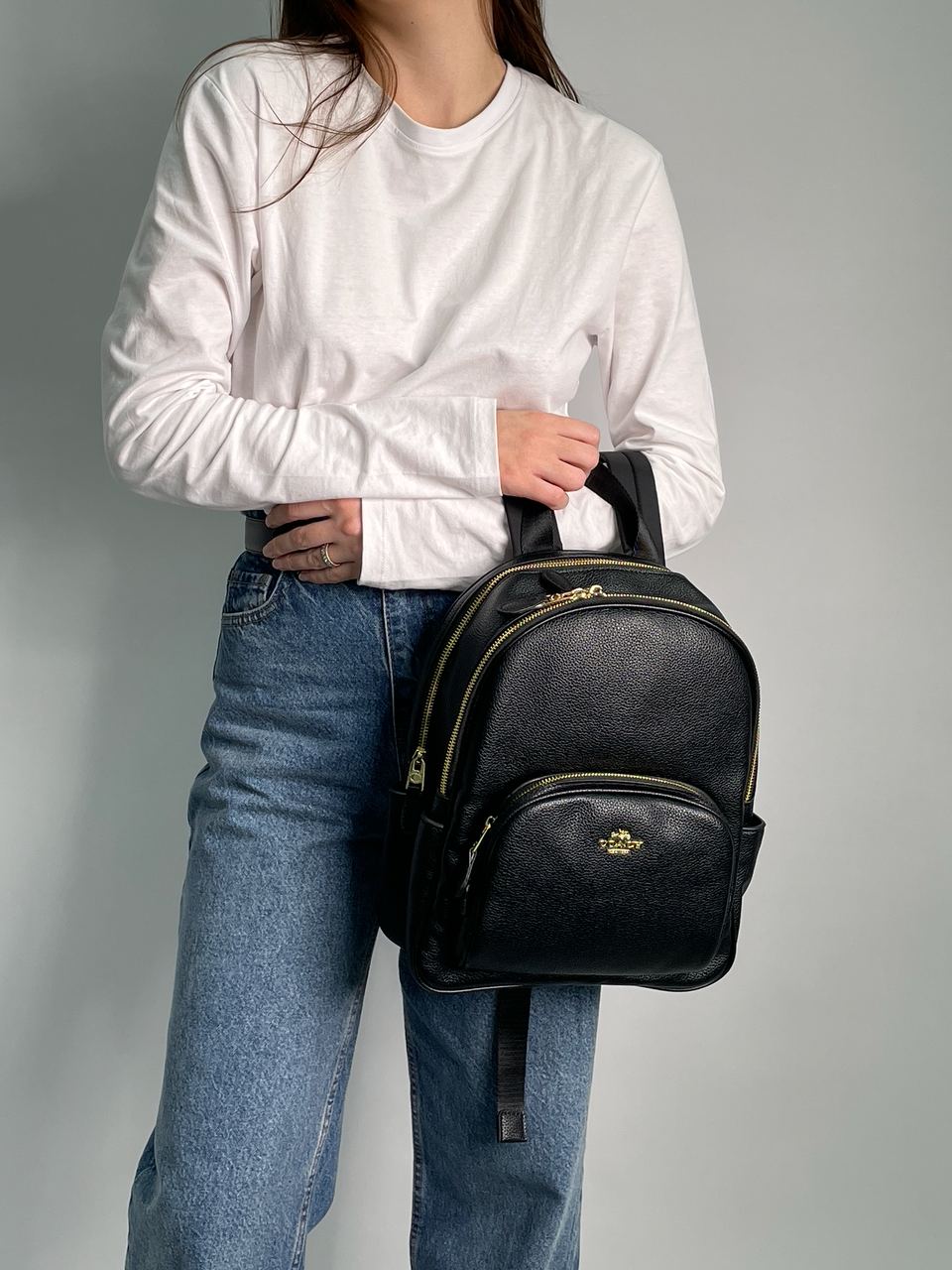 Coach Mini Court Black Pebbled Leather Shoulder Backpack Bag - 4