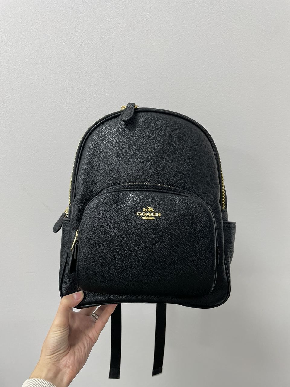 Coach Mini Court Black Pebbled Leather Shoulder Backpack Bag - 6