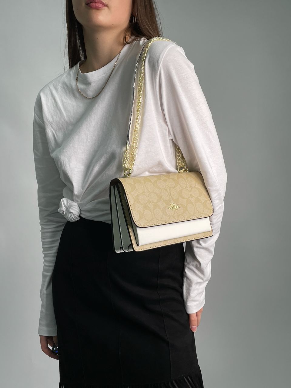 Coach Mini Klare Crossbody in Signature Canvas Beige/White - 6