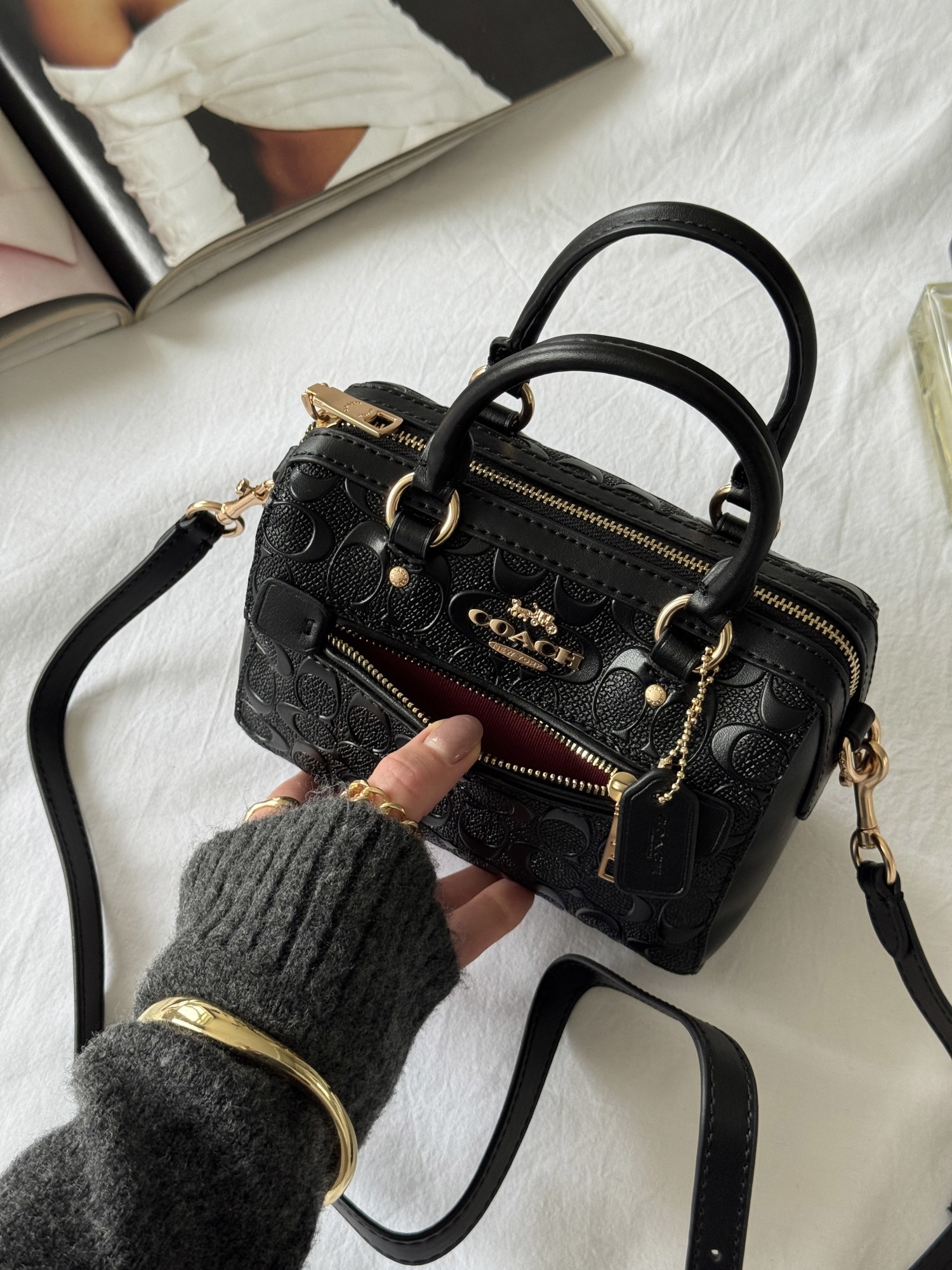 Coach Mini Rowan Crossbody in Signature Black Leather - 11