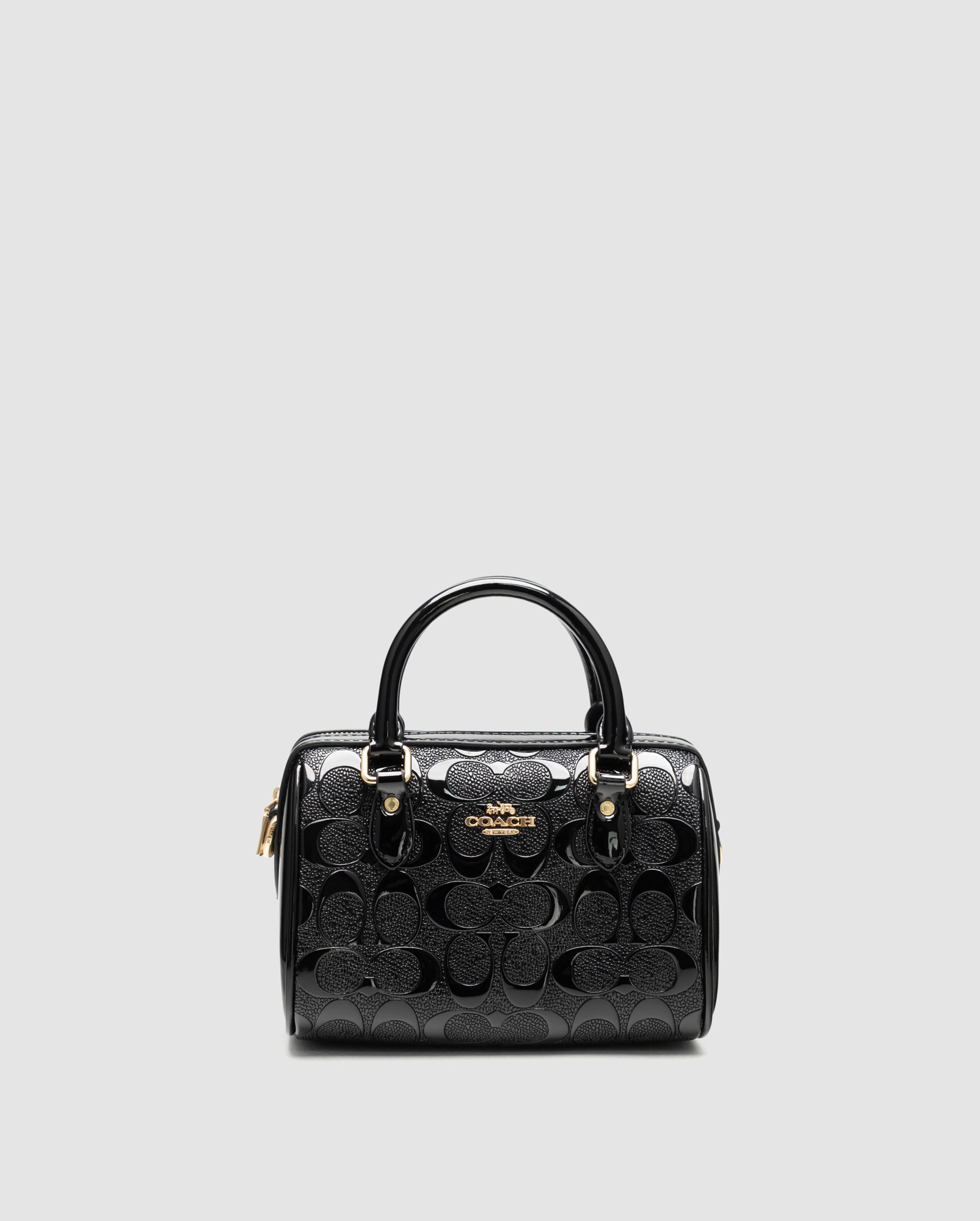 Coach Mini Rowan Crossbody in Signature Patent Black Leather - 2