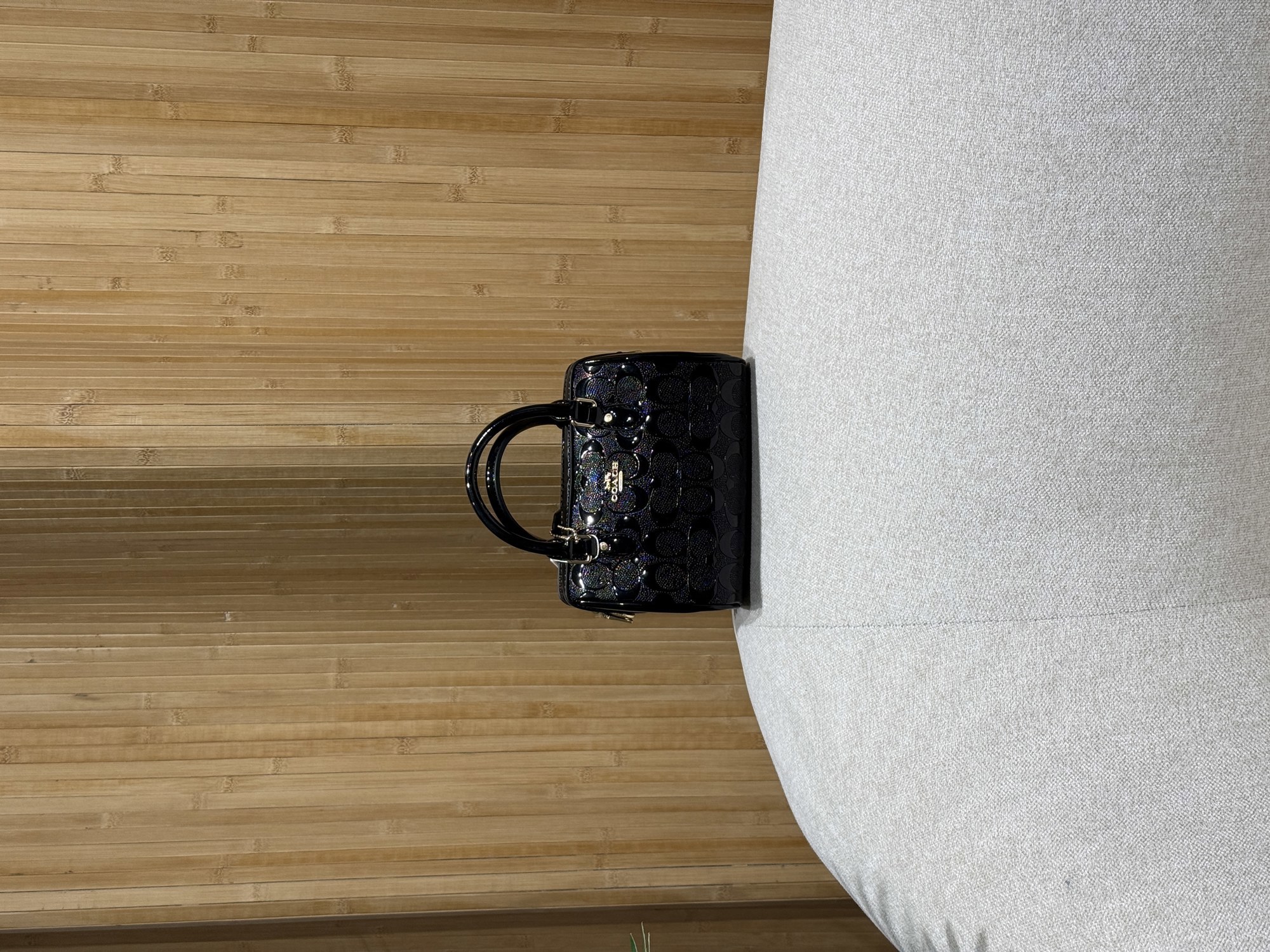 Coach Mini Rowan Crossbody in Signature Patent Black Leather - 15