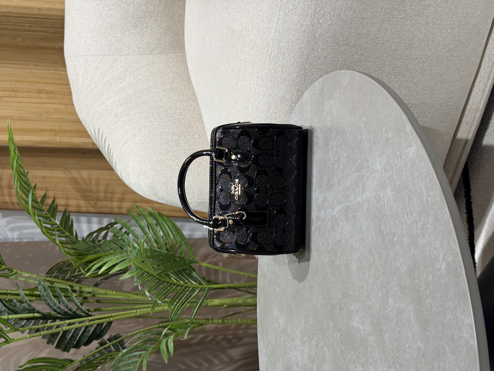 Coach Mini Rowan Crossbody in Signature Patent Black Leather - 12