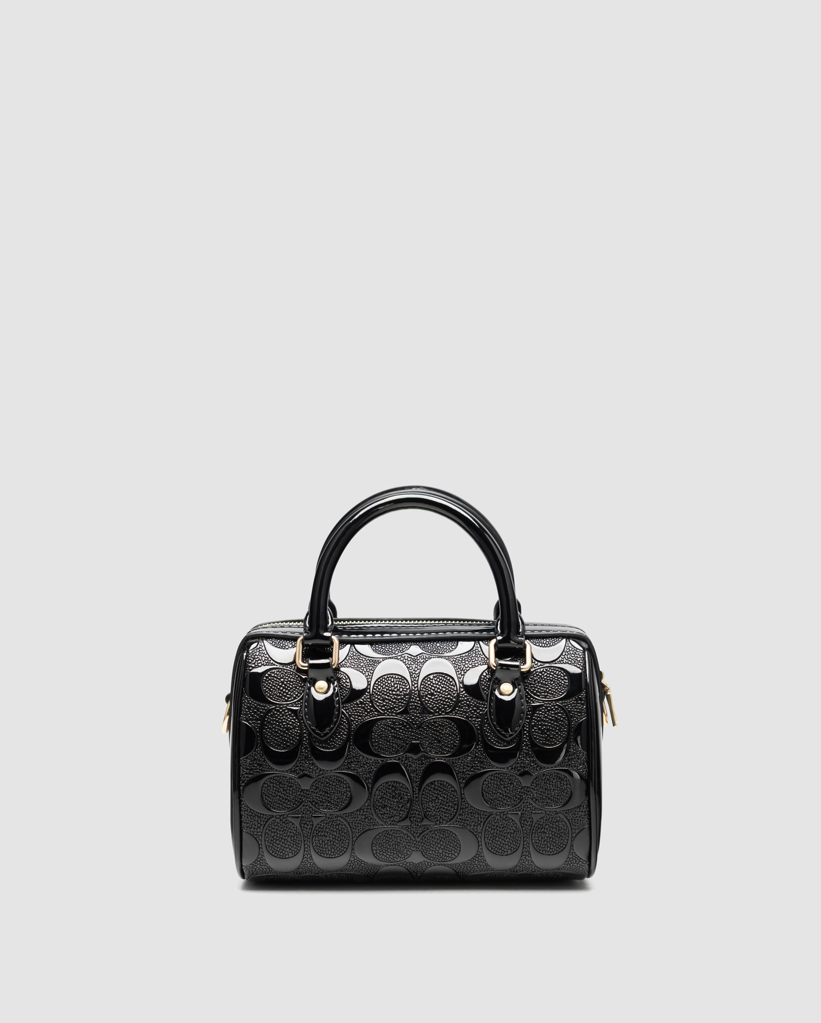 Coach Mini Rowan Crossbody in Signature Patent Black Leather - 3