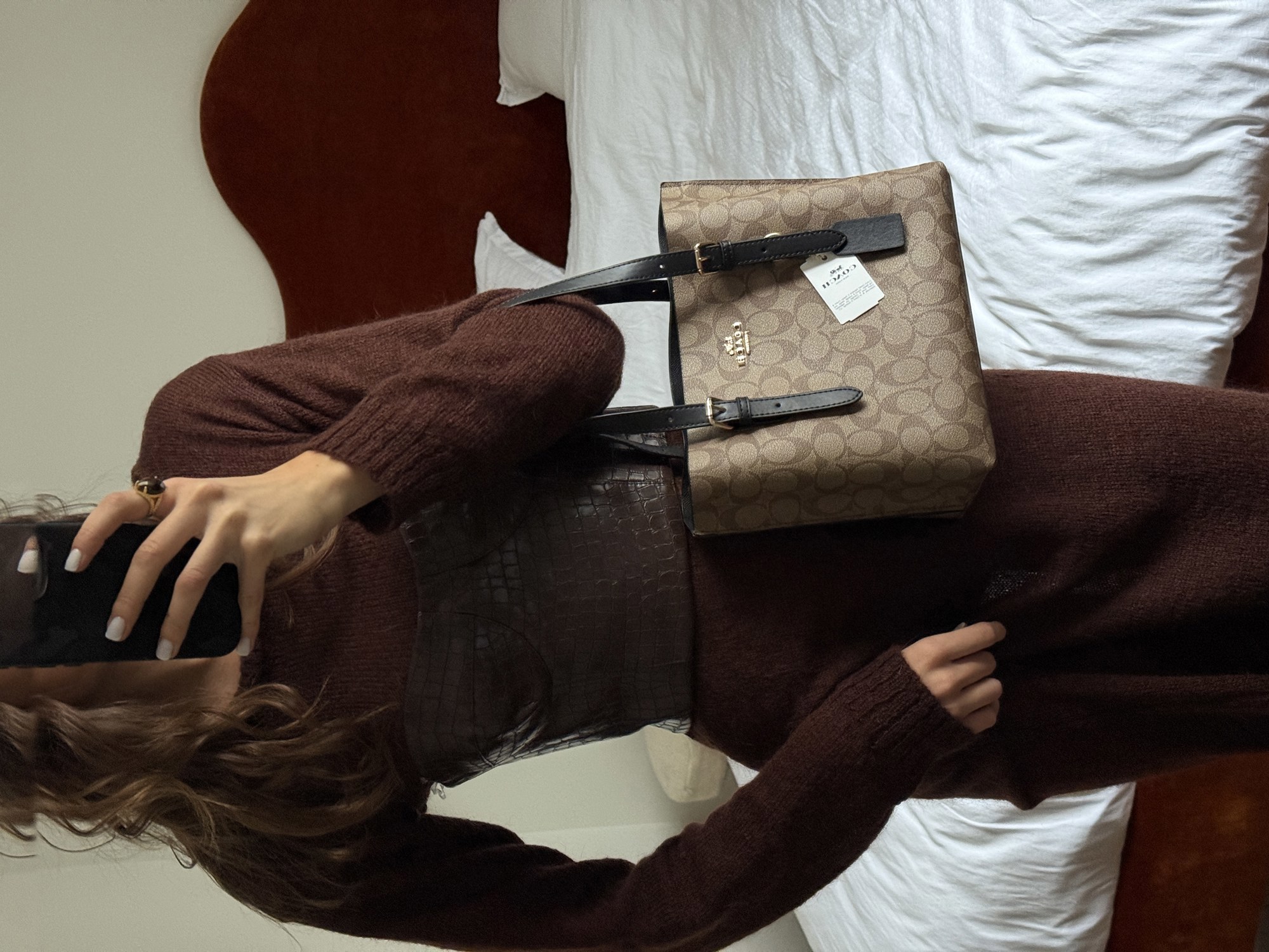 Coach Mollie Tote Bag 25 In Signature Canvas Brown/Black - 3