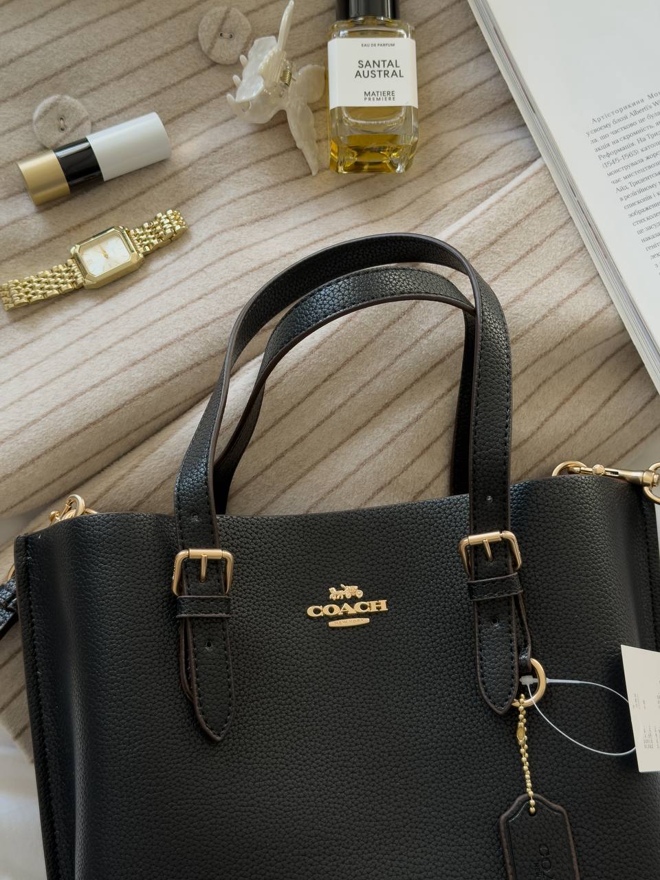 Coach Mollie Tote Bag In Signature Canvas Black - 5