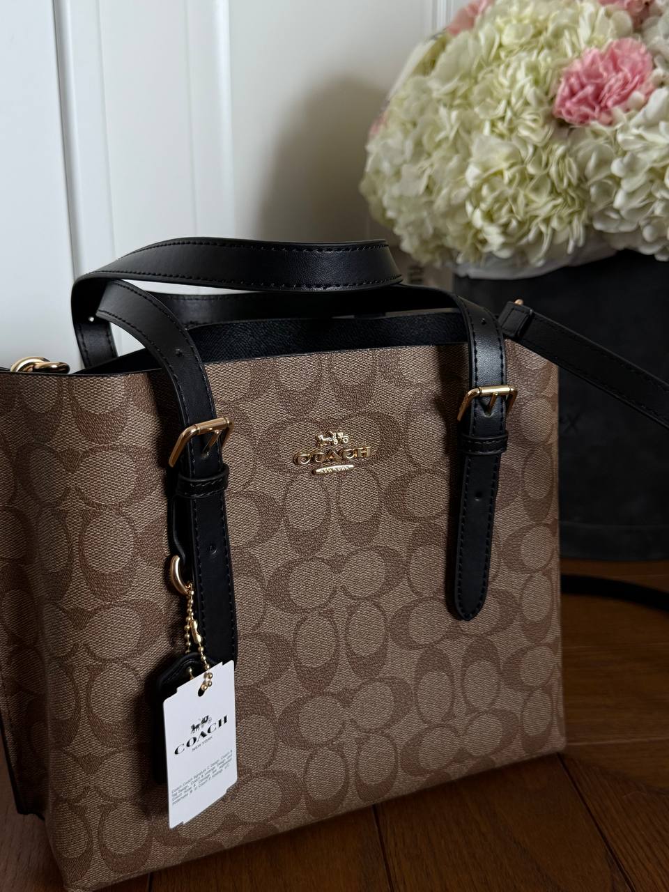 Coach Mollie Tote Bag In Signature Canvas Brown/Black - 3