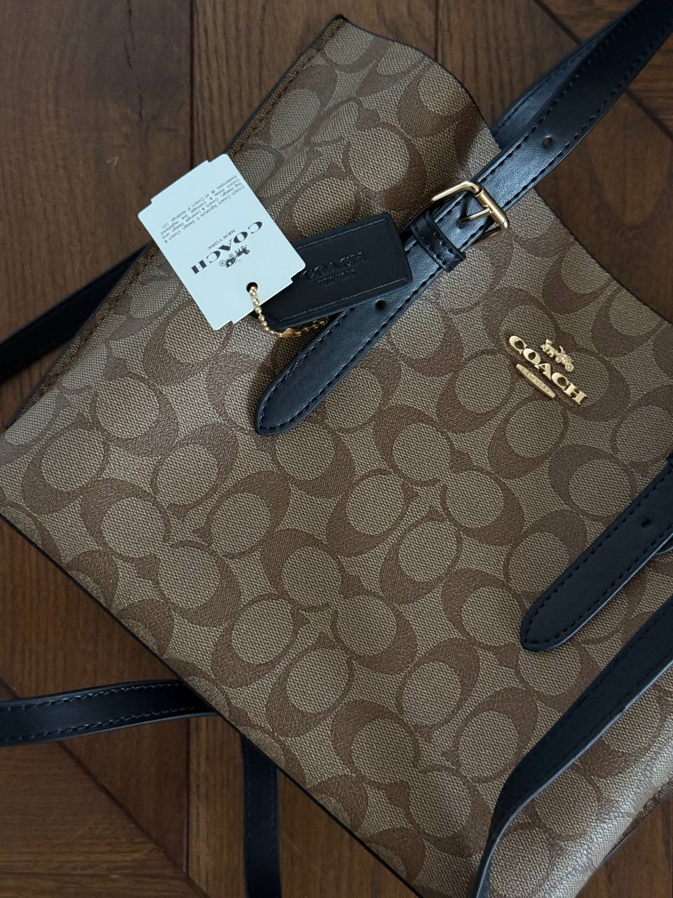 Coach Mollie Tote Bag In Signature Canvas Brown/Black - 5