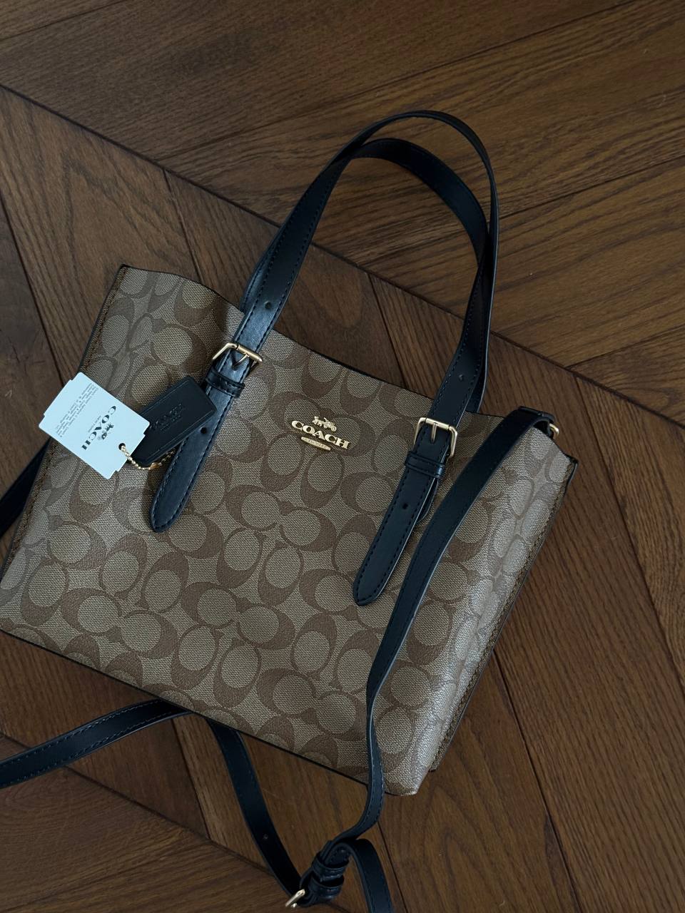 Coach Mollie Tote Bag In Signature Canvas Brown/Black - 7