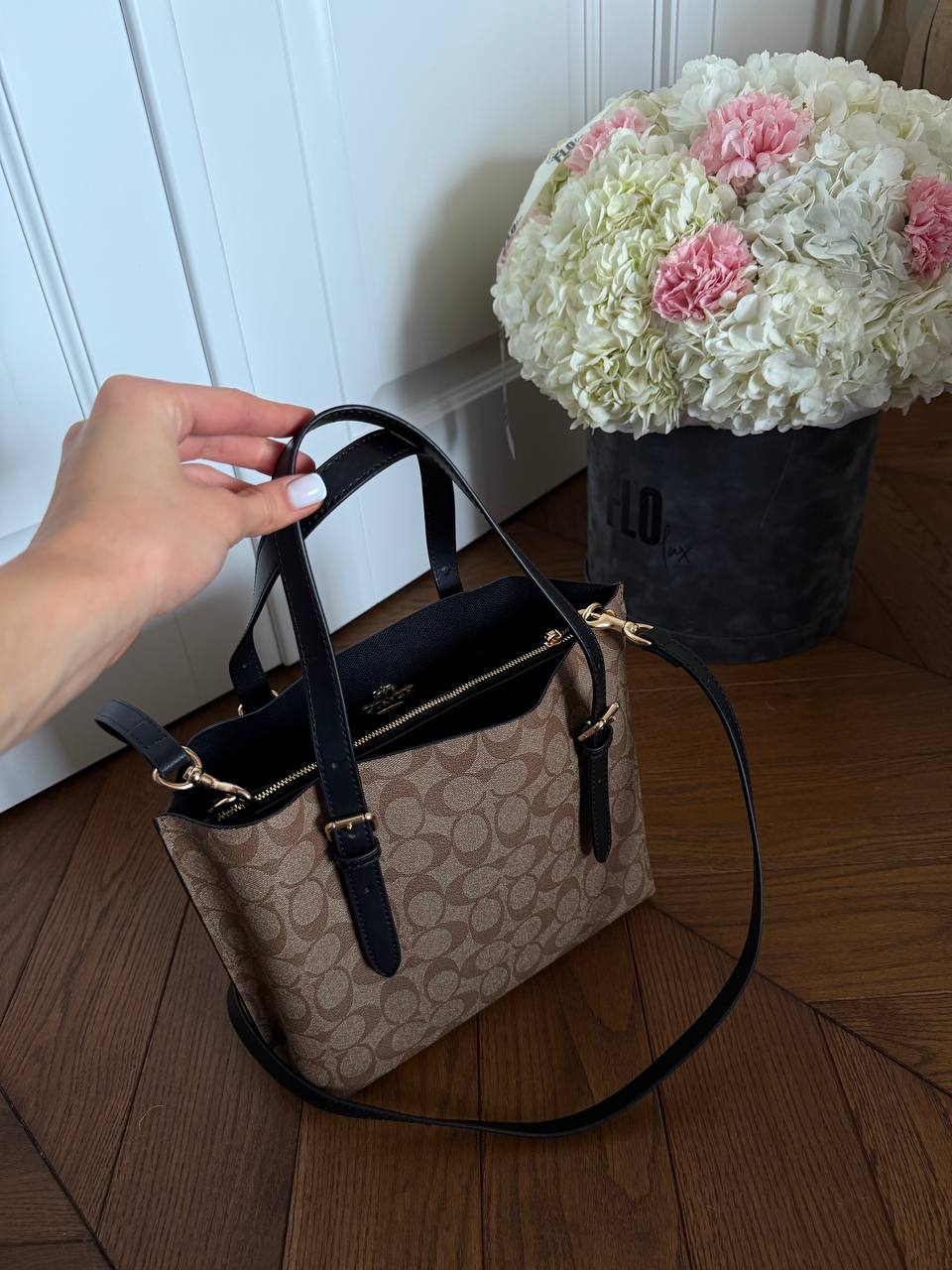 Coach Mollie Tote Bag In Signature Canvas Brown/Black - 9