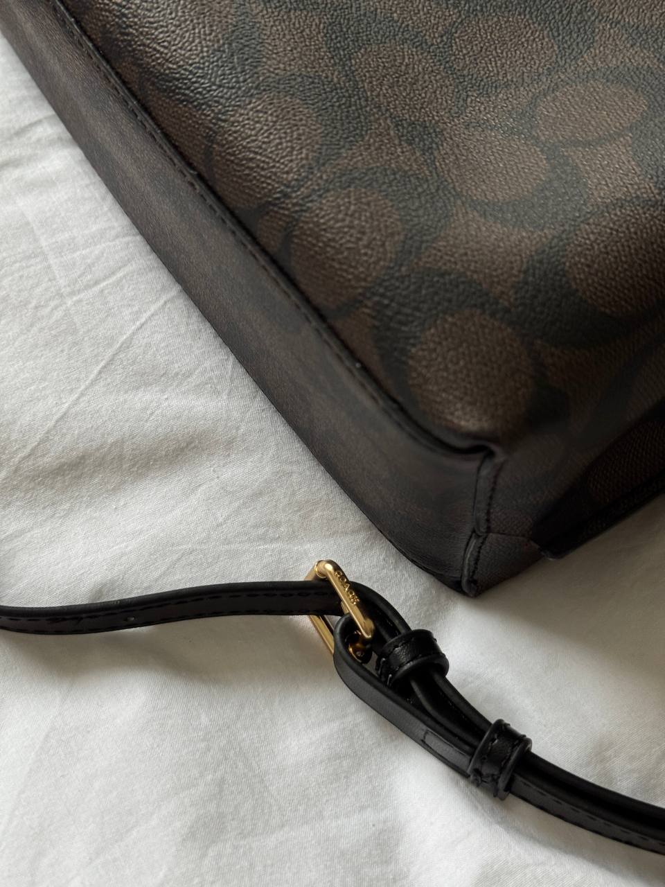 Coach Mollie Tote Bag In Signature Canvas Dark Brown/Black - 13