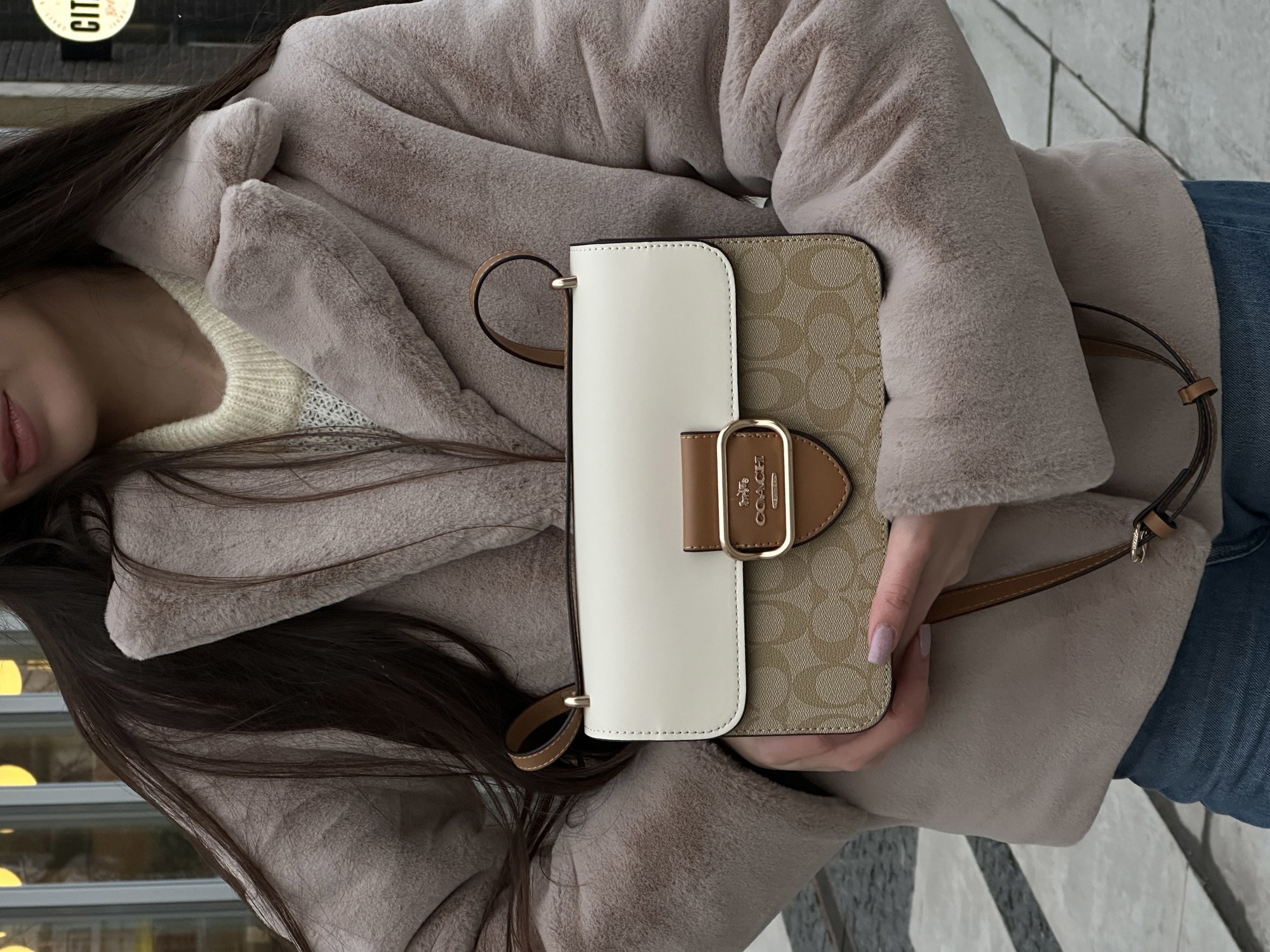 Coach Morgan Shoulder Bag Beige/White - 13