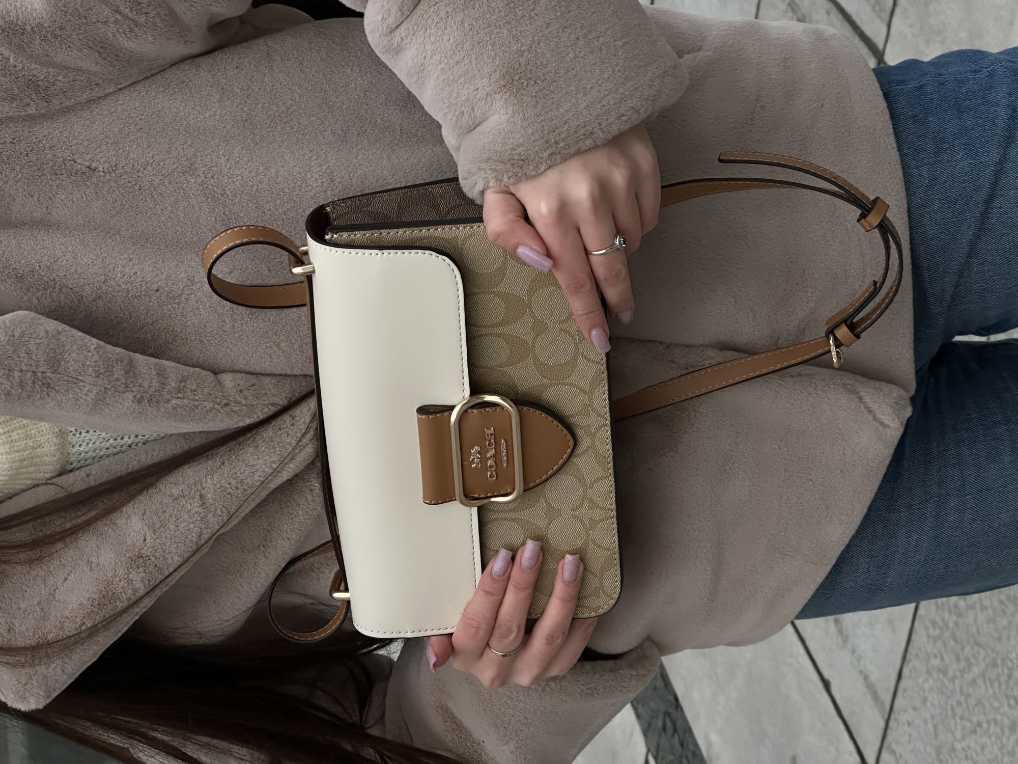 Coach Morgan Shoulder Bag Beige/White - 10