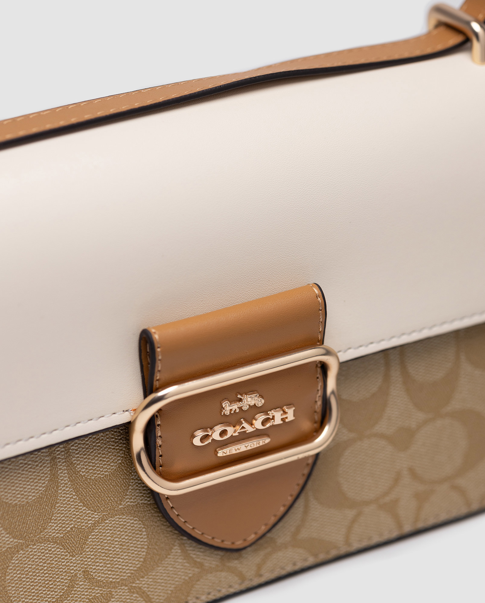 Coach Morgan Shoulder Bag Beige/White - 3