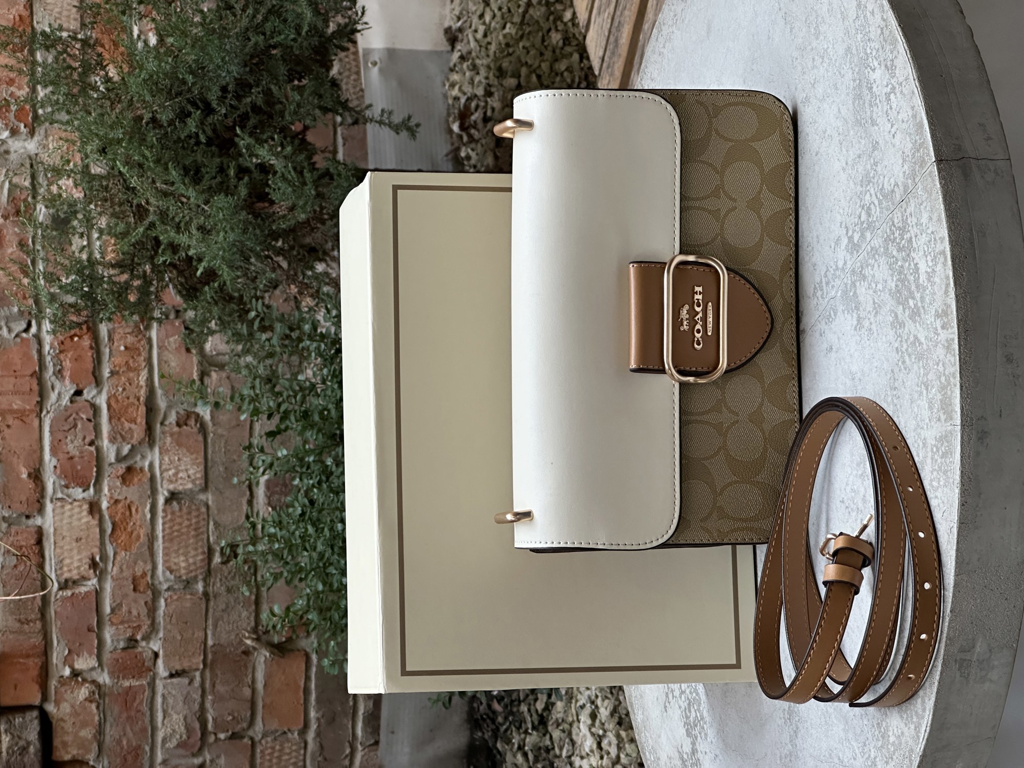 Coach Morgan Shoulder Bag Beige/White - 6