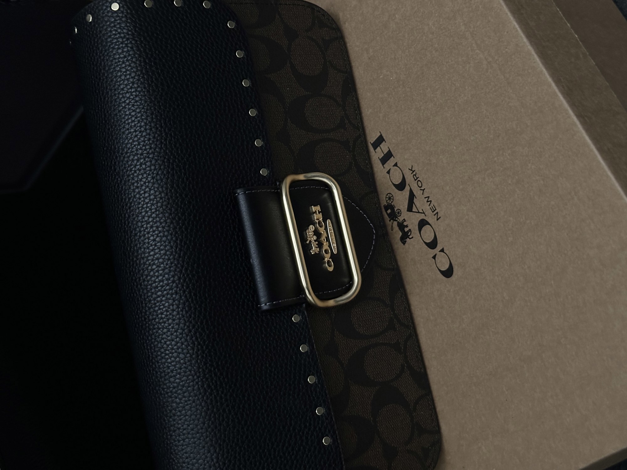 Coach Morgan Shoulder Bag Brown/Black With Rivets - 13
