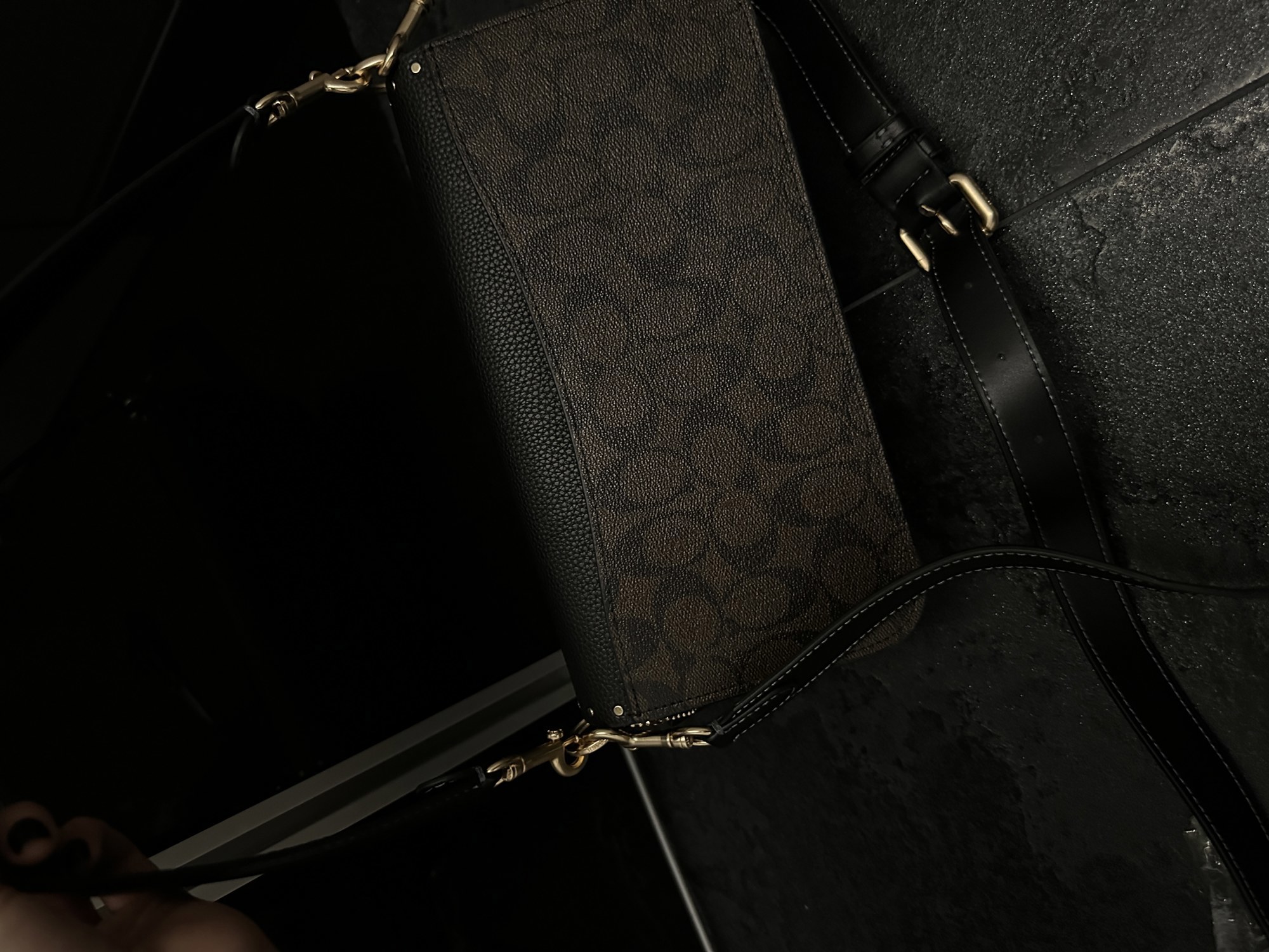 Coach Morgan Shoulder Bag Brown/Black With Rivets - 5