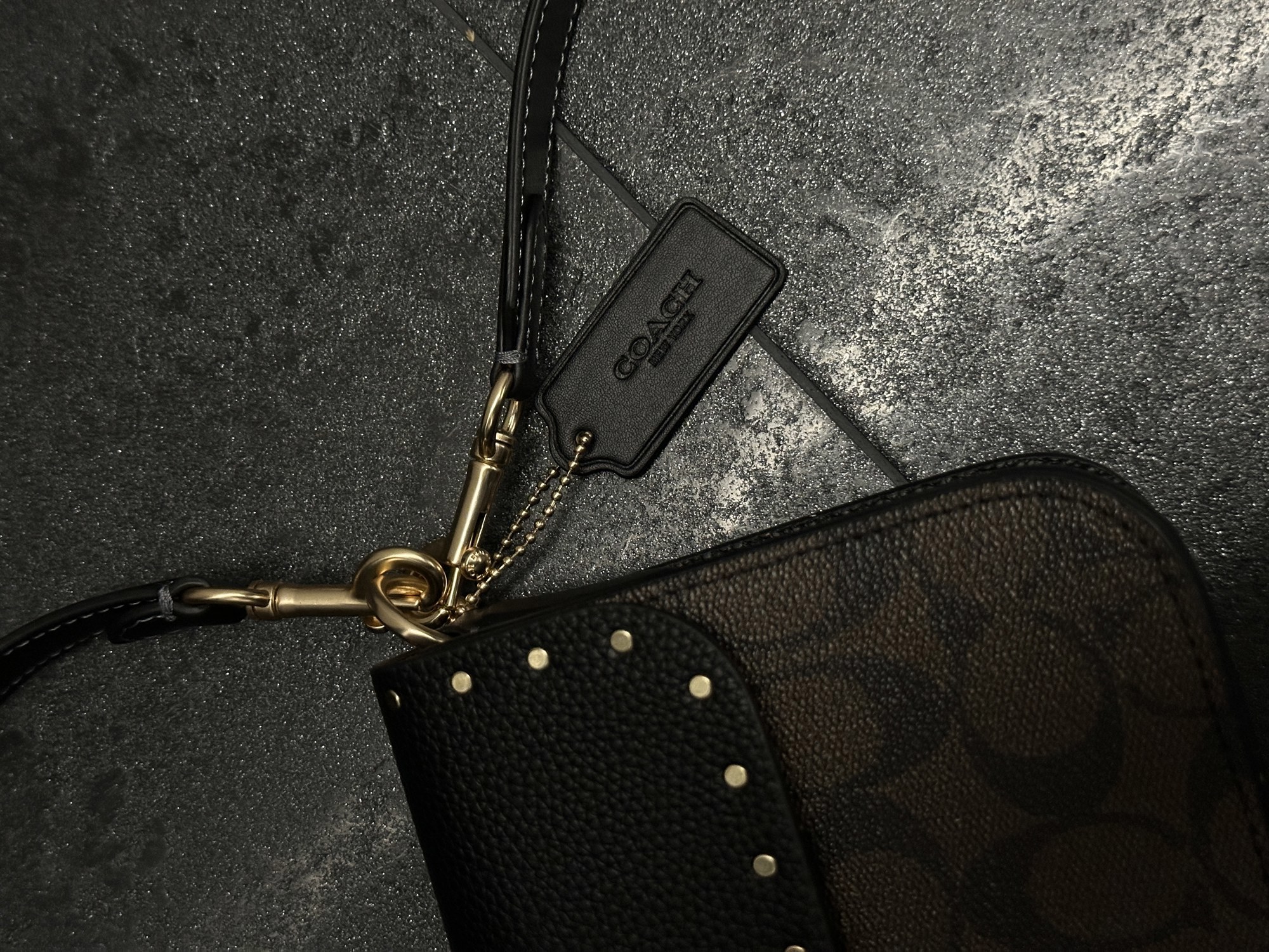 Coach Morgan Shoulder Bag Brown/Black With Rivets - 3