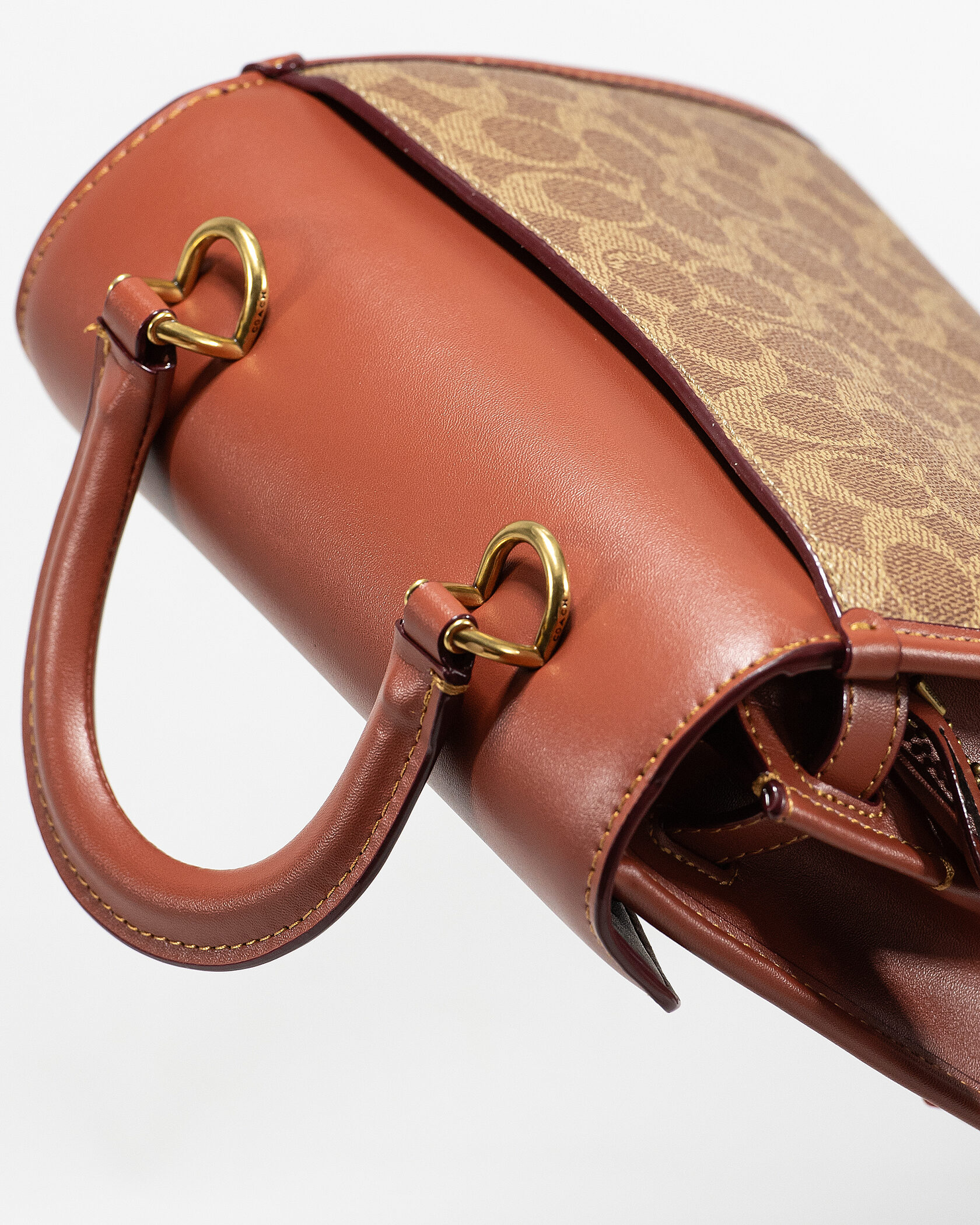 Coach Parker Small Top Handle Bag in Signature Canvas Tan/Saddle Brown - 10