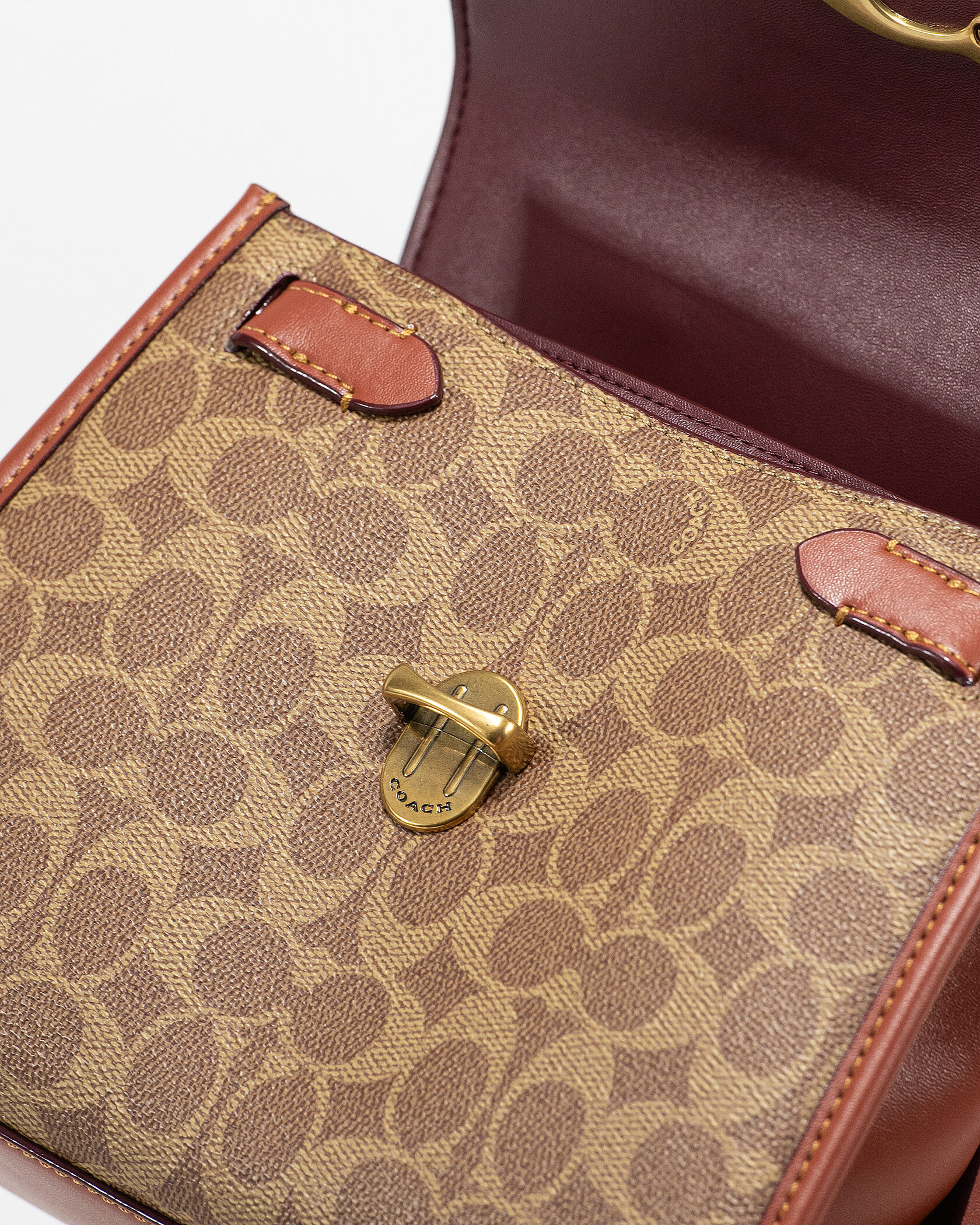 Coach Parker Small Top Handle Bag in Signature Canvas Tan/Saddle Brown - 13