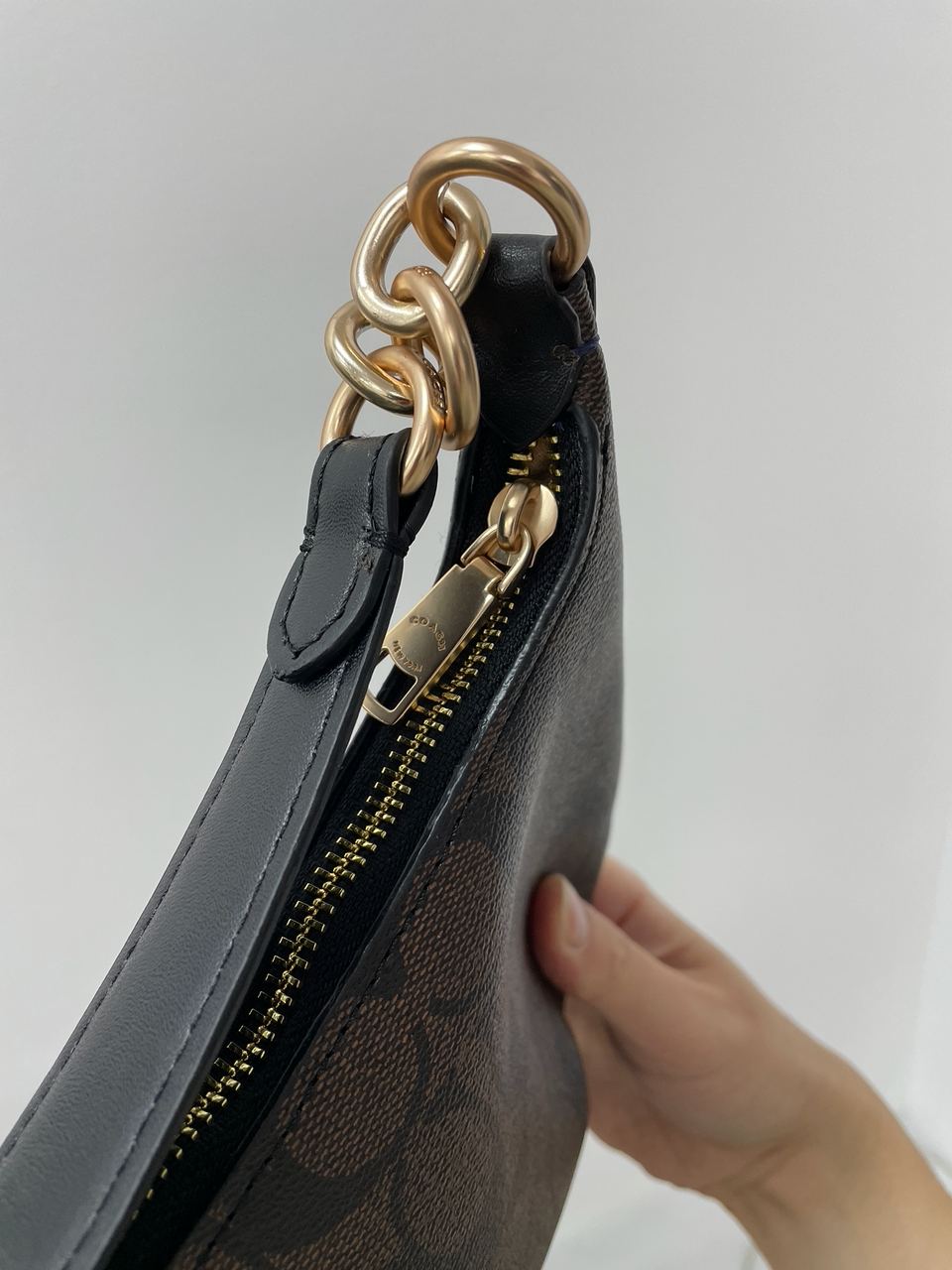 Coach Payton Hobo In Signature Canvas in Brown/Black - 13