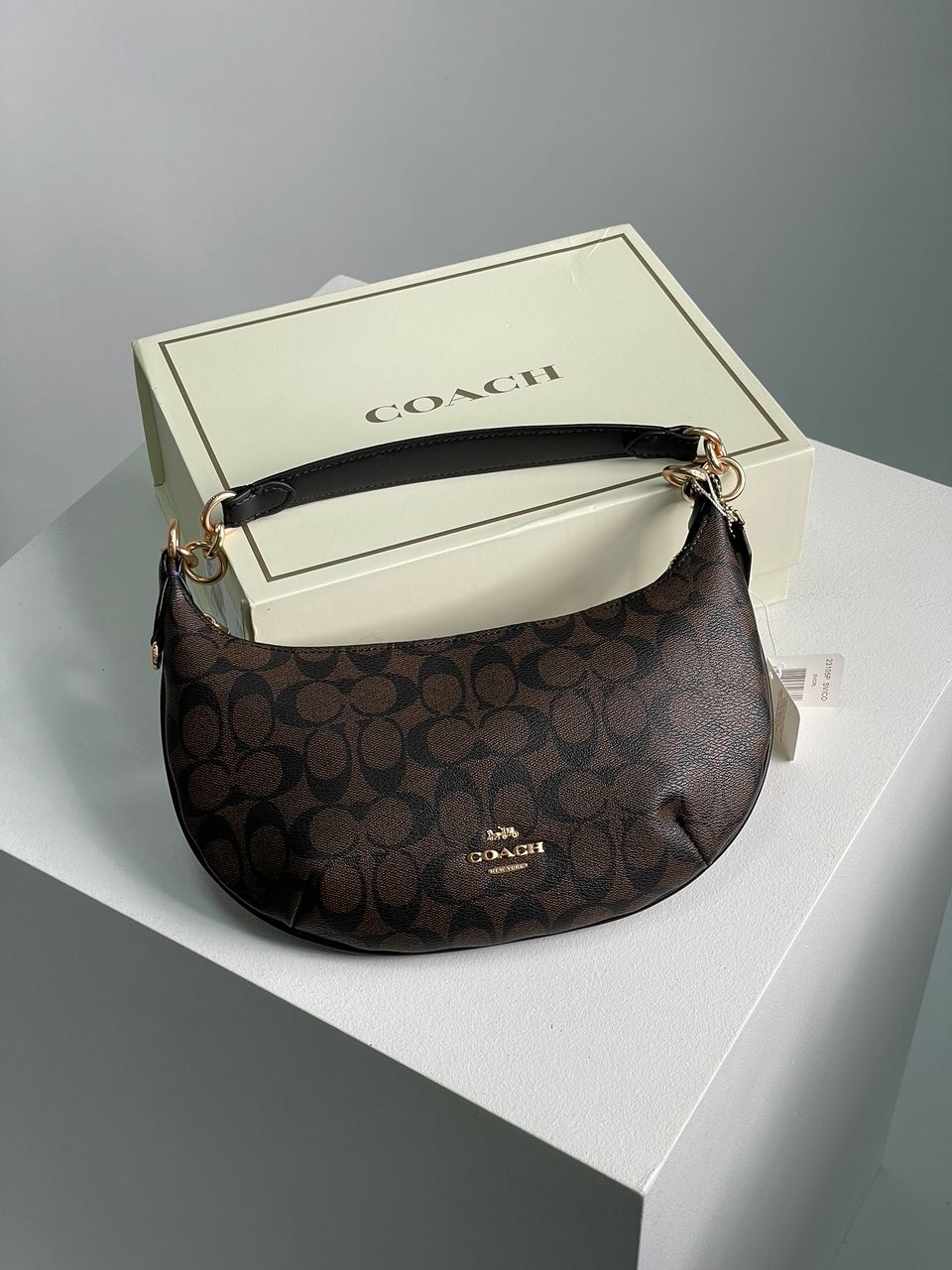 Coach Payton Hobo In Signature Canvas in Brown/Black - 2