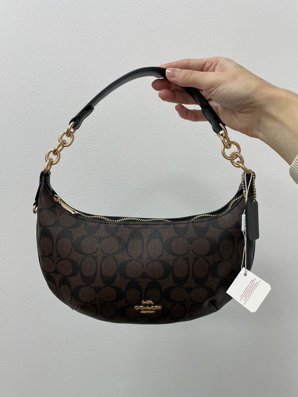 Coach Payton Hobo In Signature Canvas in Brown/Black - 6