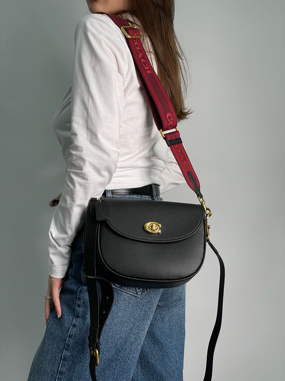 Coach Polished Pebble Willow Saddle Bag Black - 5