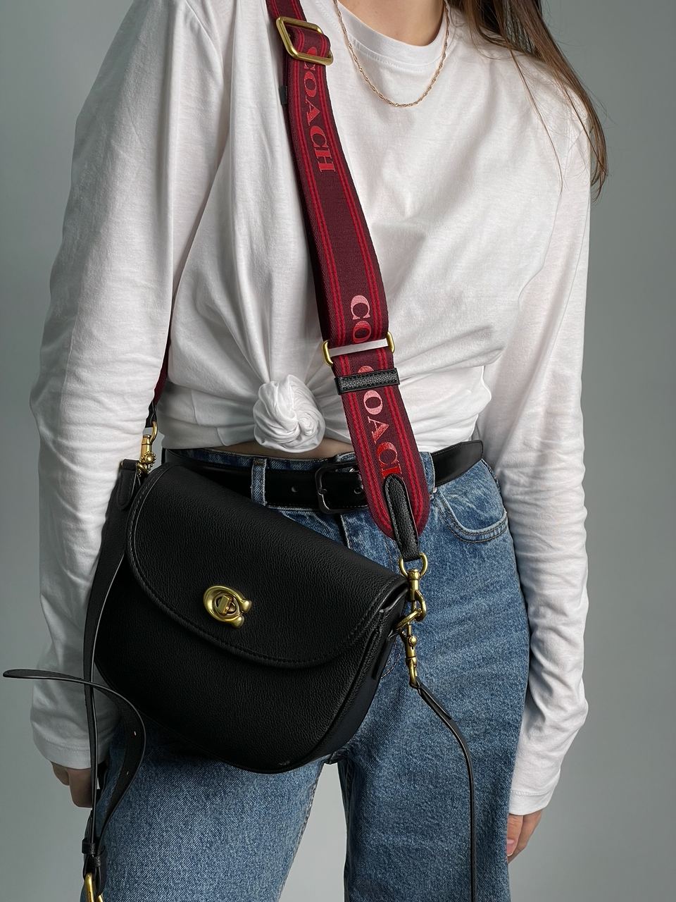 Coach Polished Pebble Willow Saddle Bag Black - 6