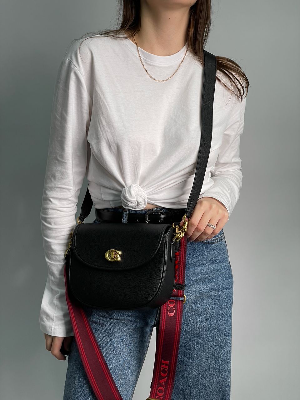 Coach Polished Pebble Willow Saddle Bag Black - 7