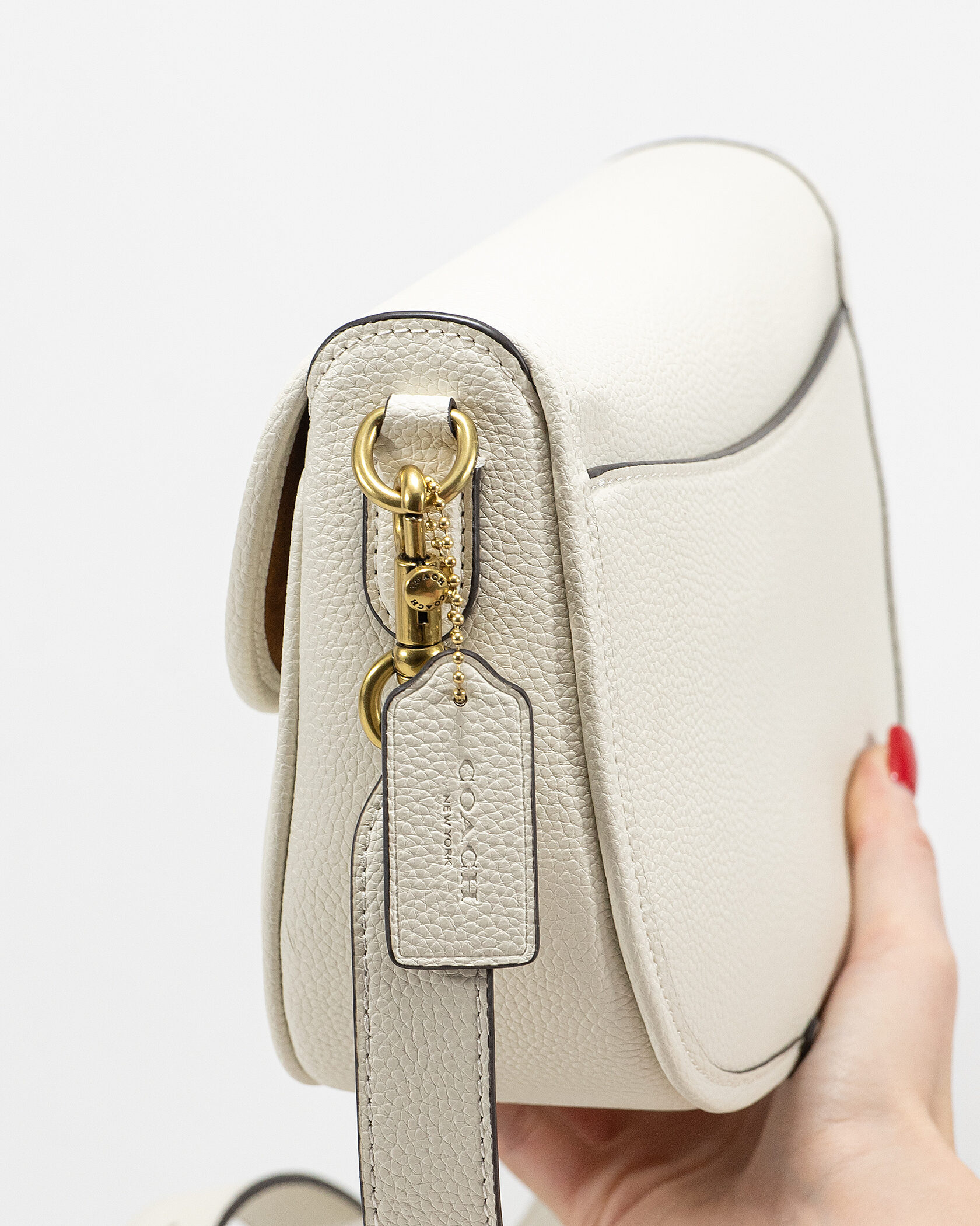 Coach Polished Pebble Willow Saddle Bag White - 7