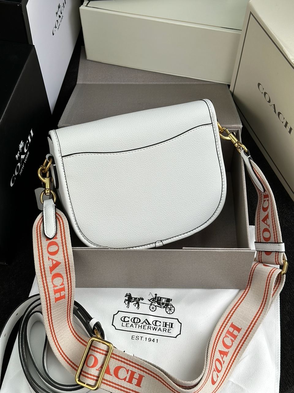 Coach Polished Pebble Willow Saddle Bag White - 15
