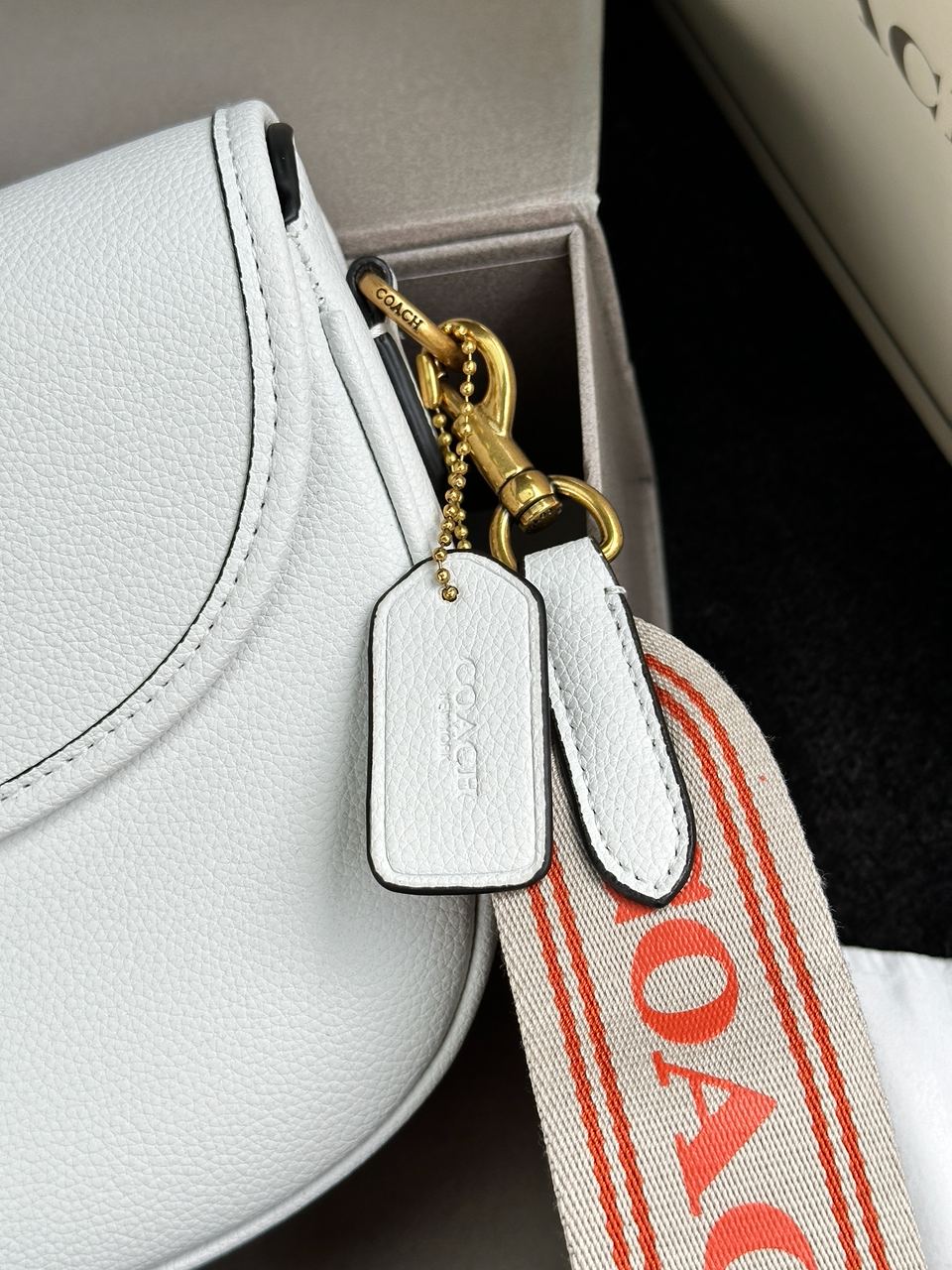 Coach Polished Pebble Willow Saddle Bag White - 28