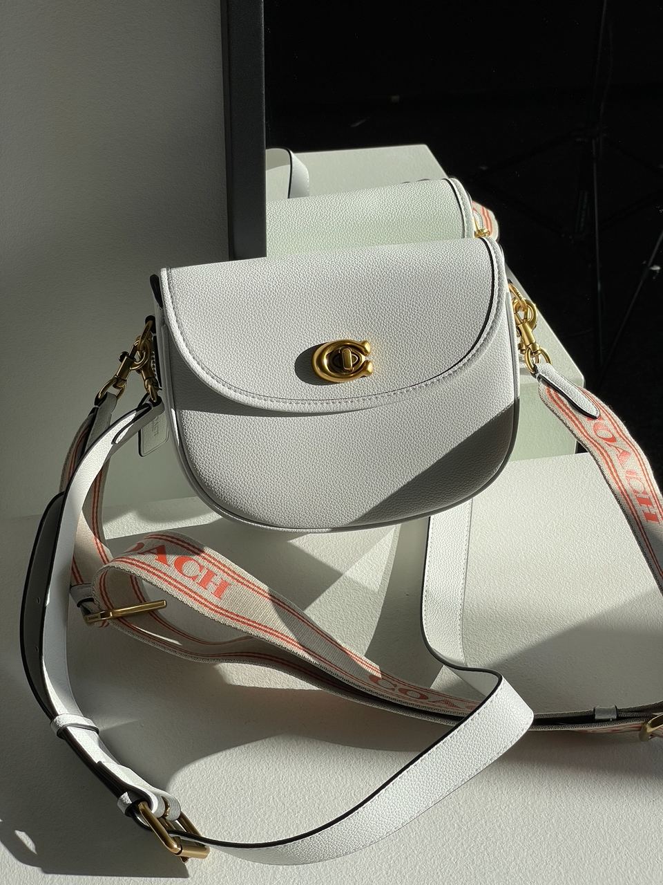 Coach Polished Pebble Willow Saddle Bag White - 9