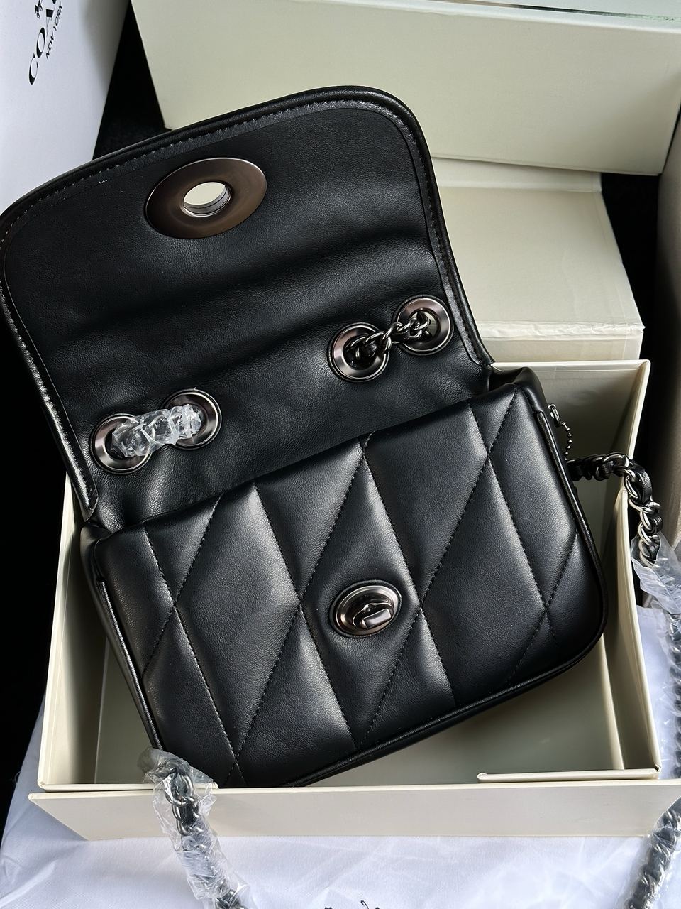 Coach Quilted Pillow Madison Shoulder Bag Black - 22