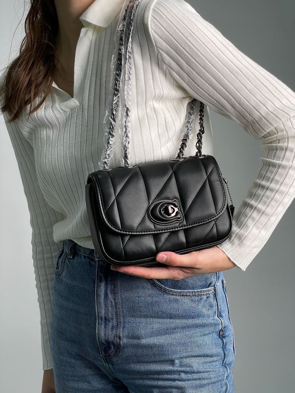 Coach Quilted Pillow Madison Shoulder Bag Black - 7