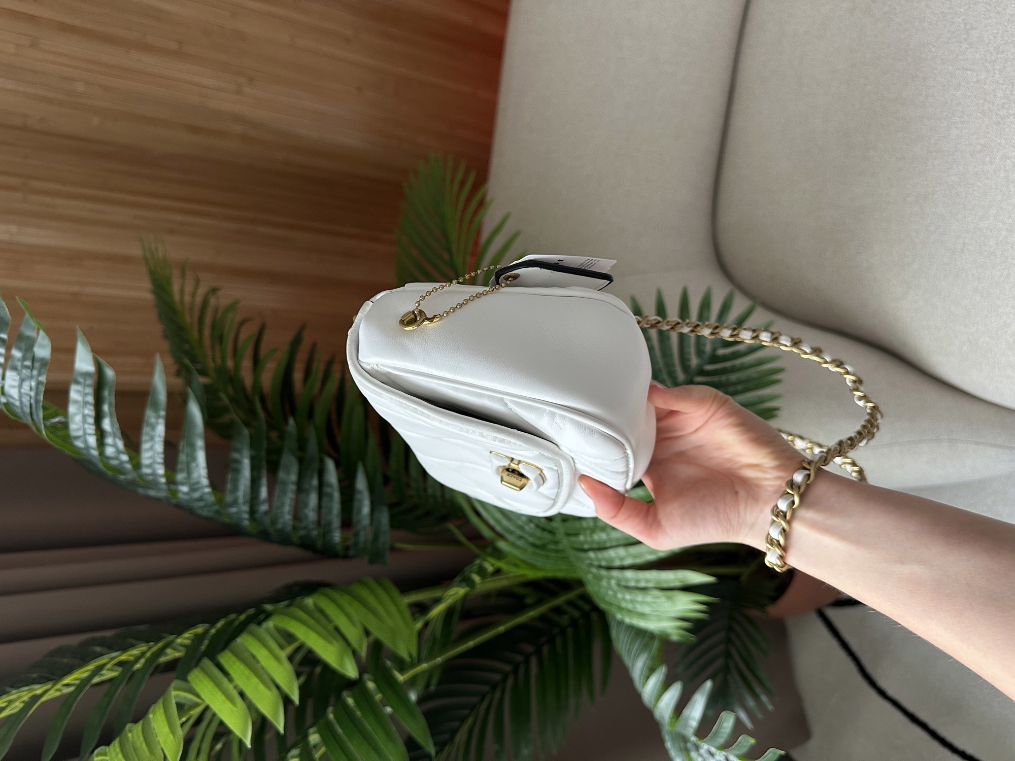 Coach Quilted Pillow Madison Shoulder Bag White - 11