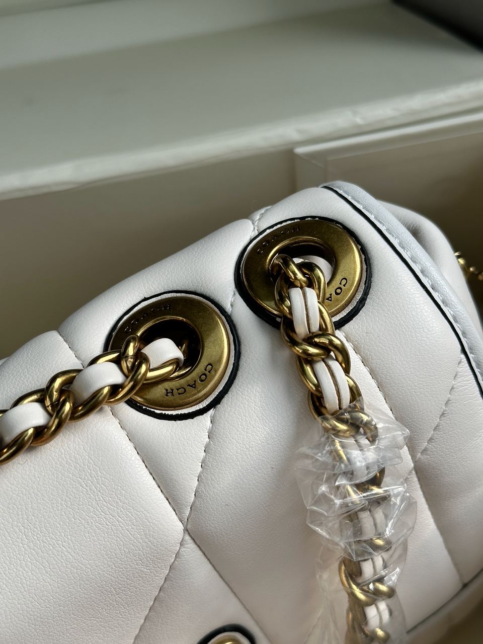 Coach Quilted Pillow Madison Shoulder Bag White - 23