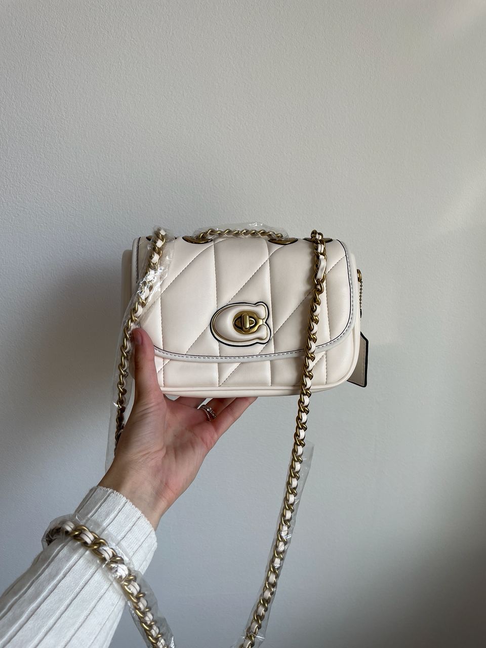 Coach Quilted Pillow Madison Shoulder Bag White - 9