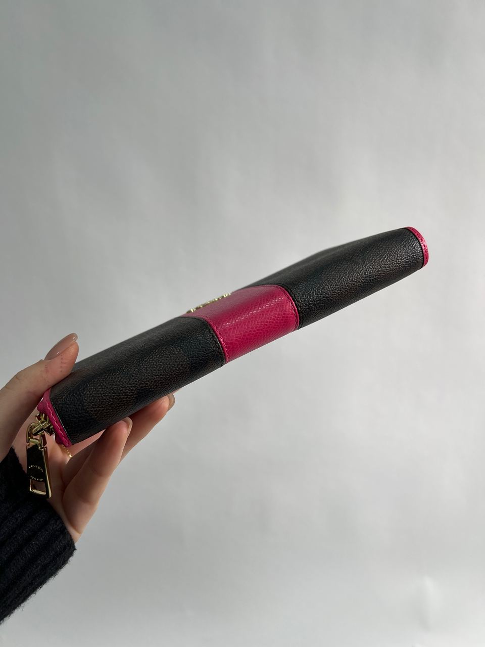 Coach Round Fastener Long Wallet Signature Brown/Pink - 10