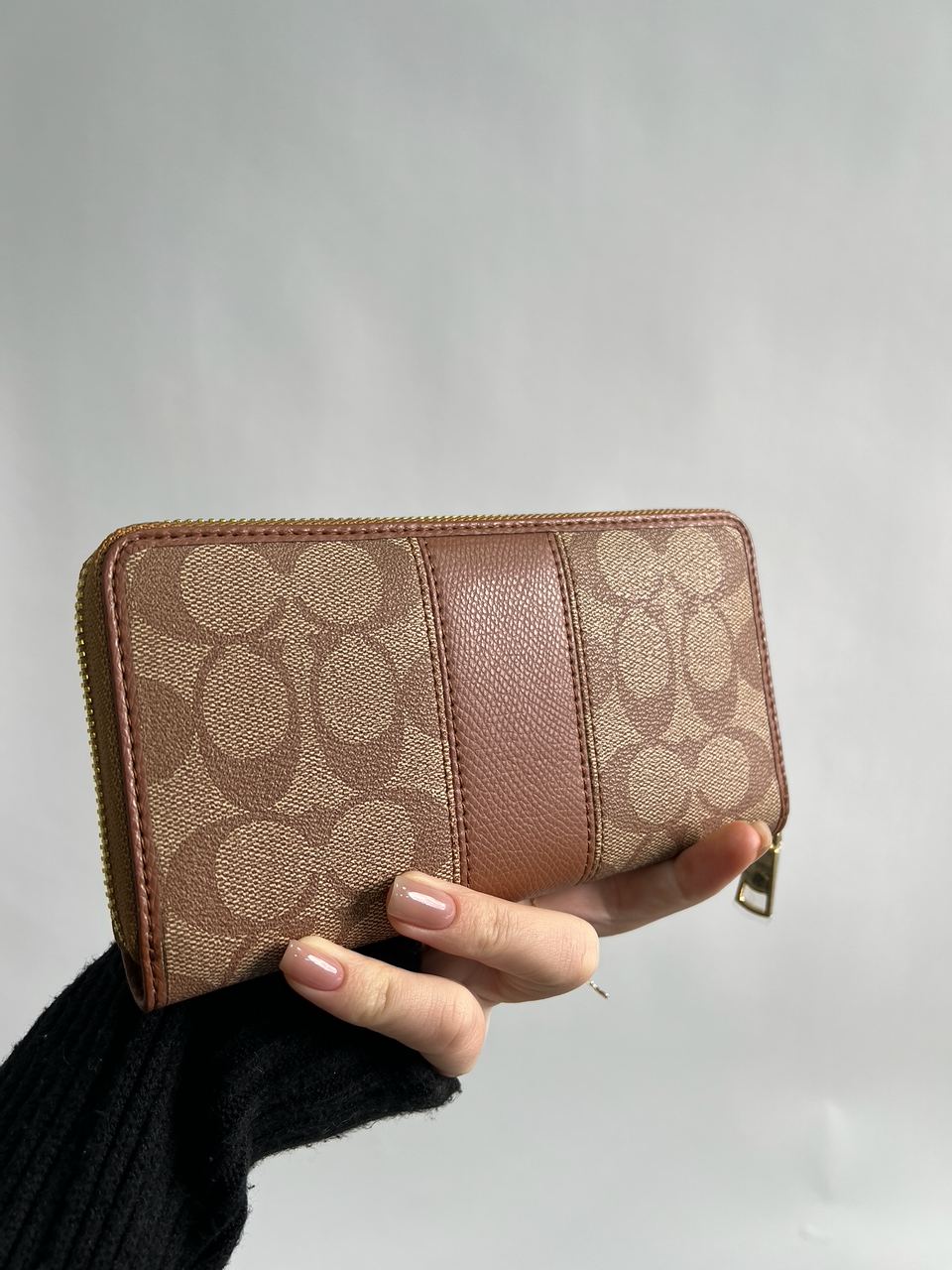 Coach Round Fastener Long Wallet Signature Ginger - 10