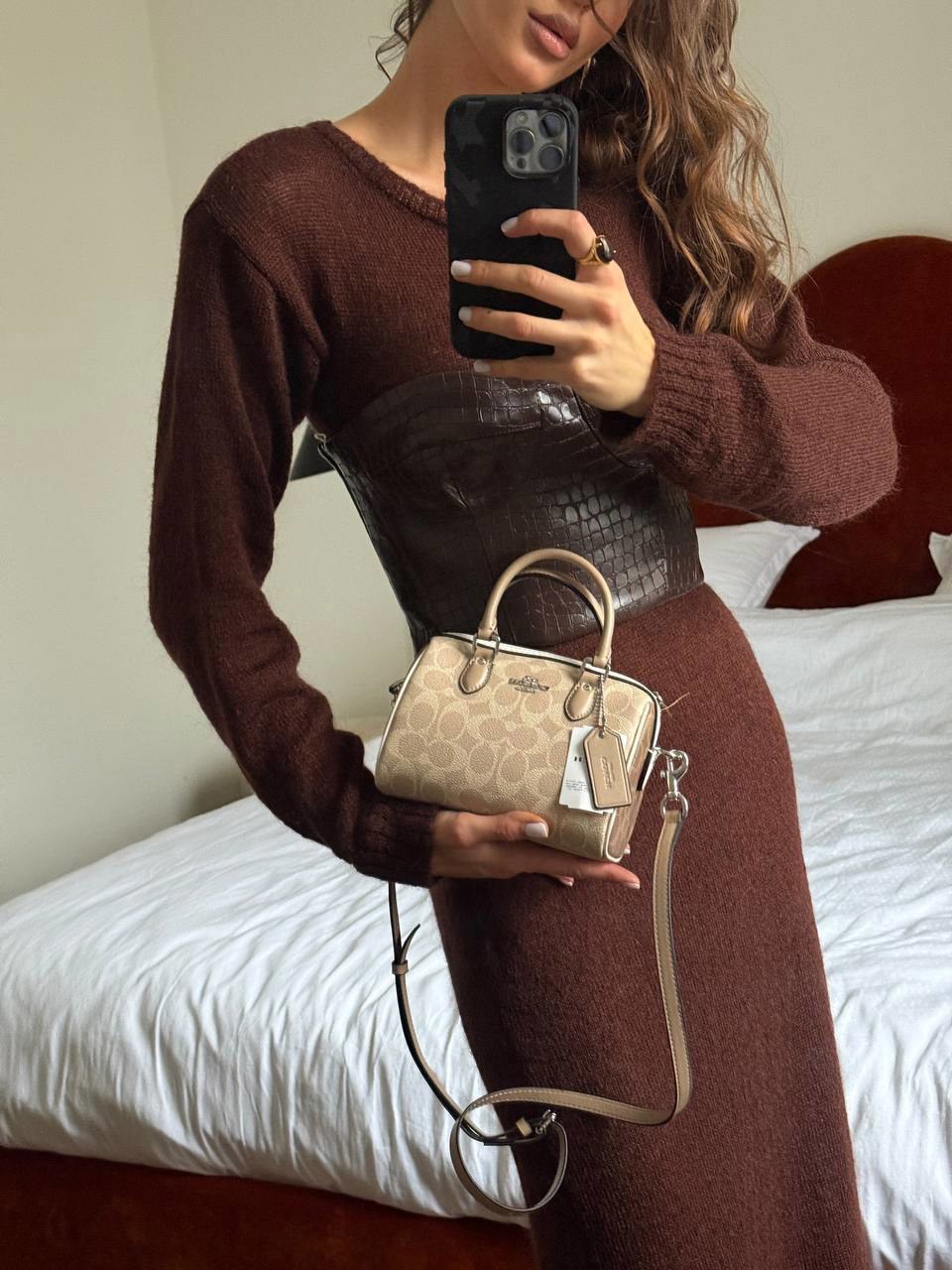Coach Rowan Beige Satchel In Signature Canvas - 4
